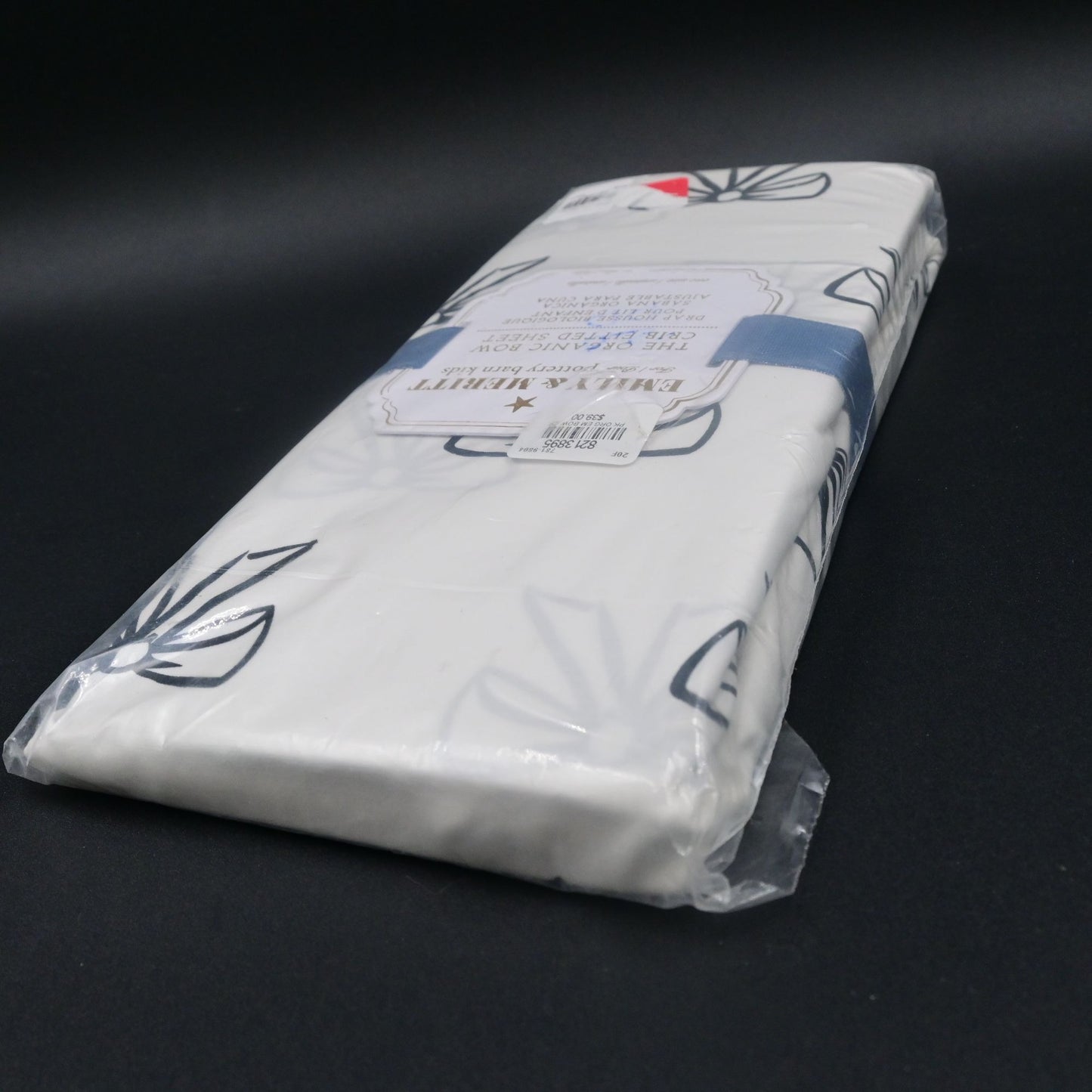 Pottery Barn Kids Emily & Meritt Organic Black Bows Fitted Crib Sheet New