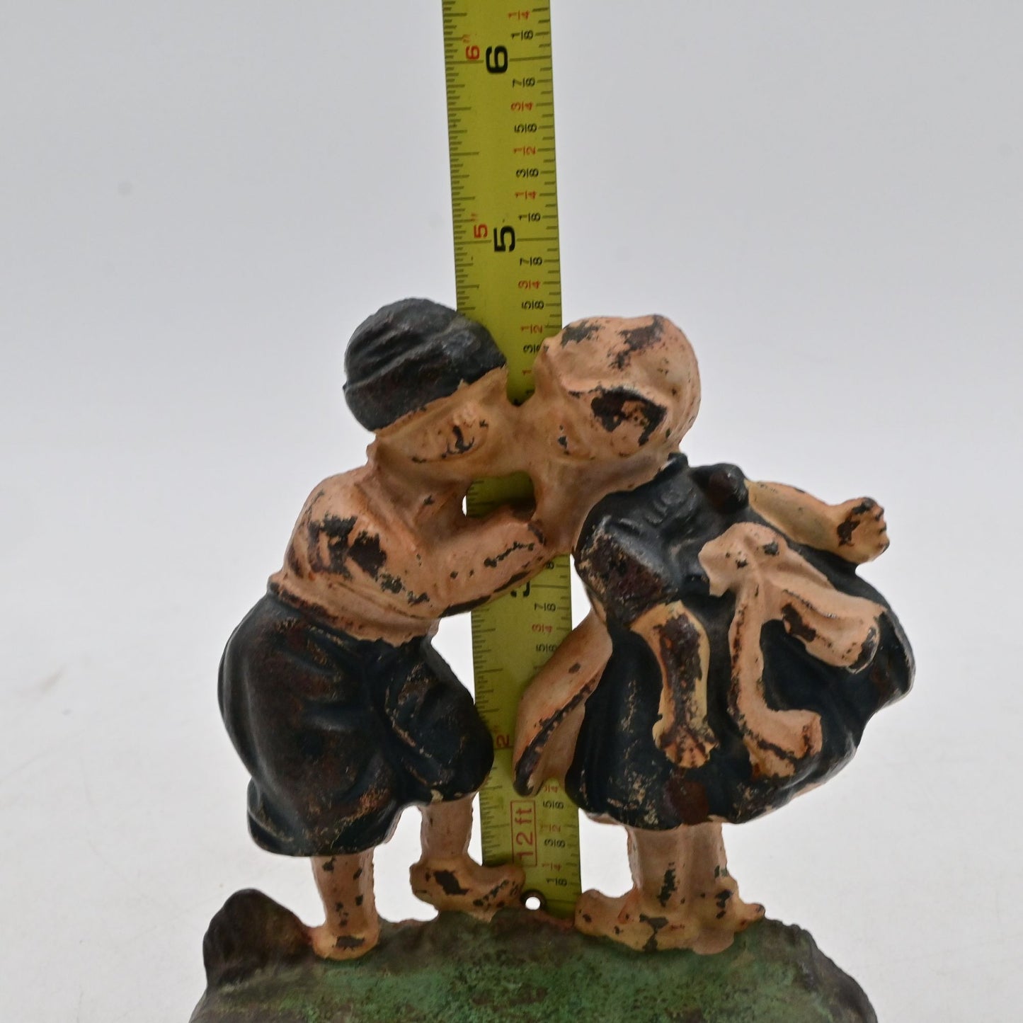 Vintage Cast Iron Doorstop Kissing Dutch Girl & Boy