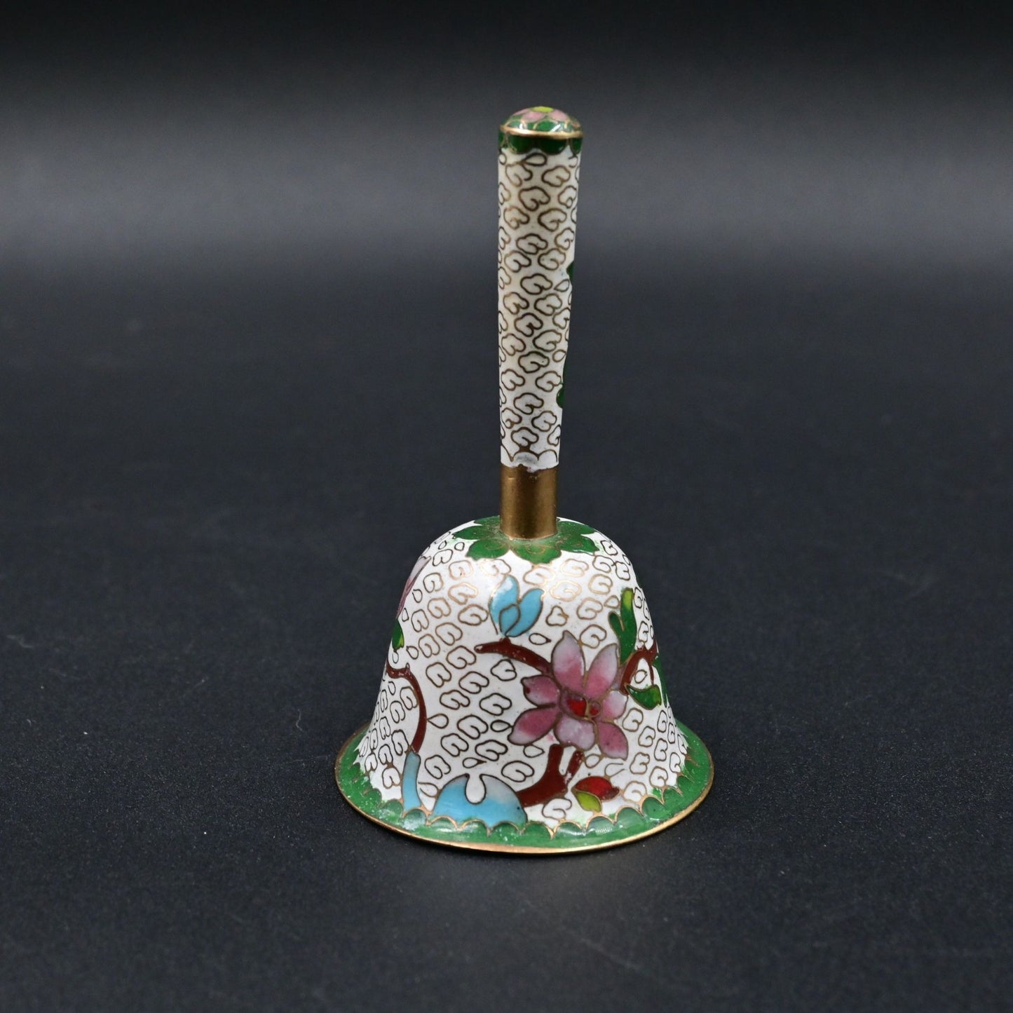 Chinese Enamel Cloisonne Handle Bell Miniature No Bell