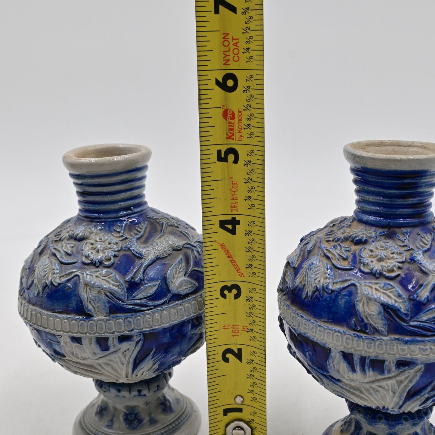 German Westerwald Salt Glazed Stoneware Bud Vase Pair Of 2