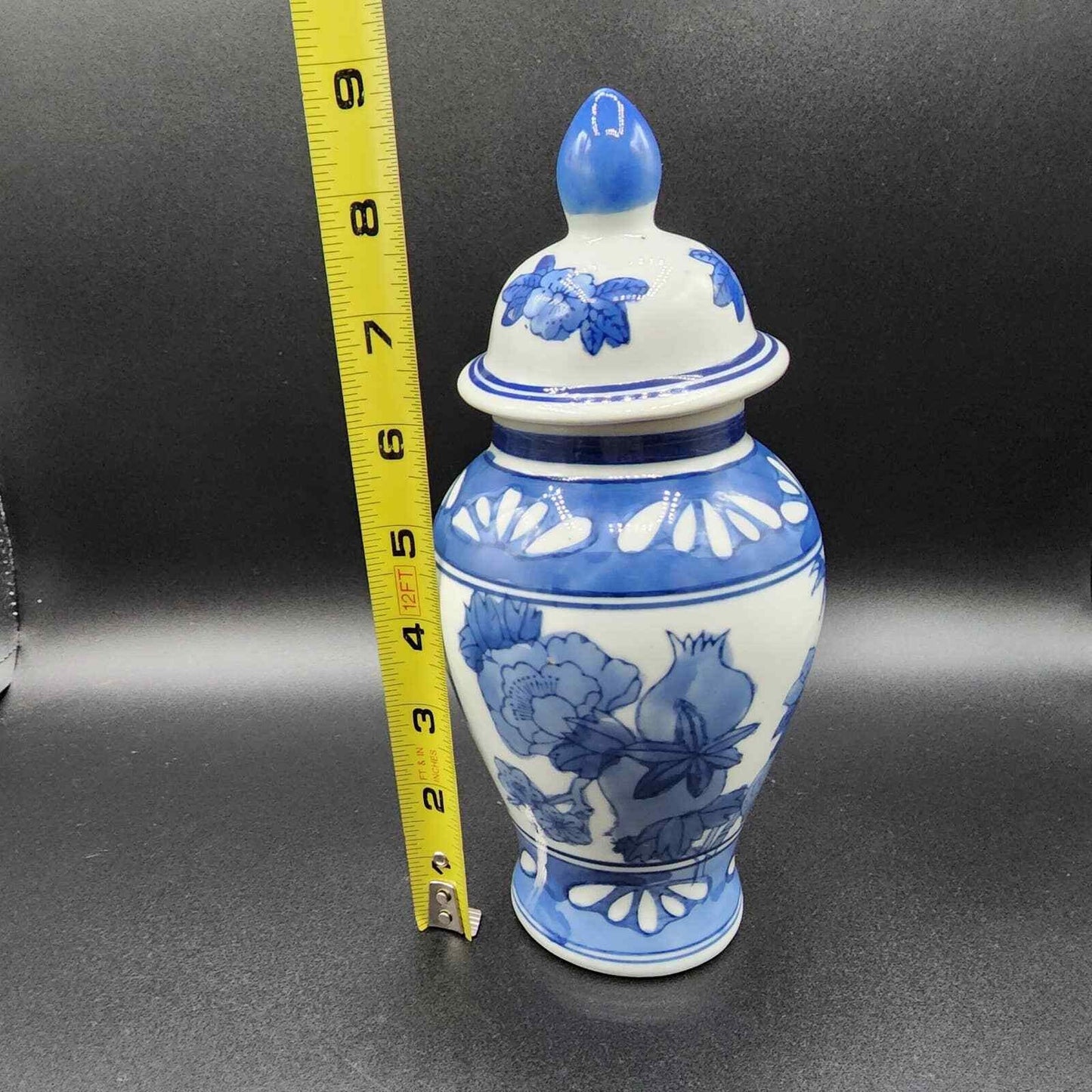 Vintage Blue and White Chinese Floral Ginger Jar Hand Made In China