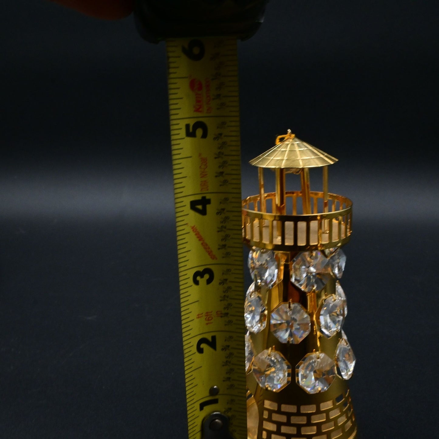 KG & C 24K Gold Plated Austrian Swarovski Crystal Lighthouse Ornament