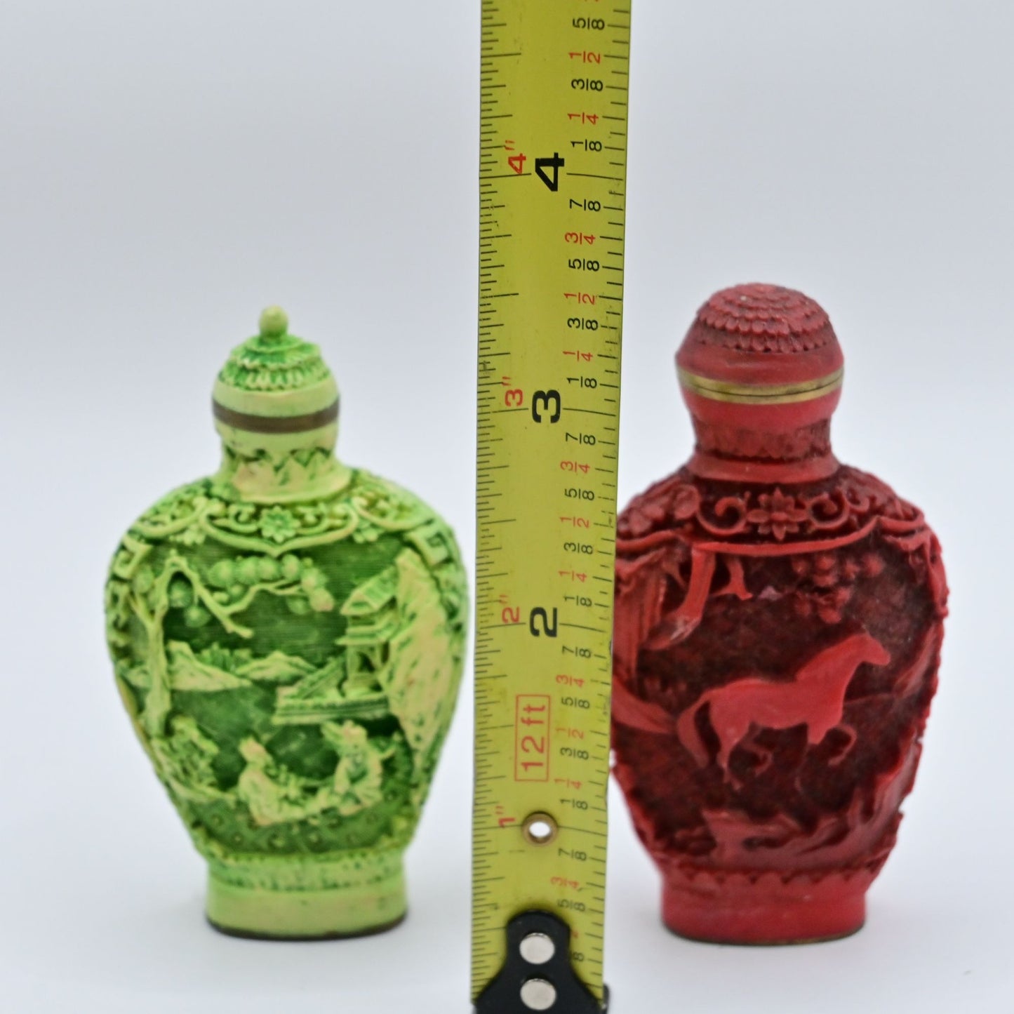 Vintage Chinese Snuff Bottles Handcrafted Resin Art Bundle Of 2
