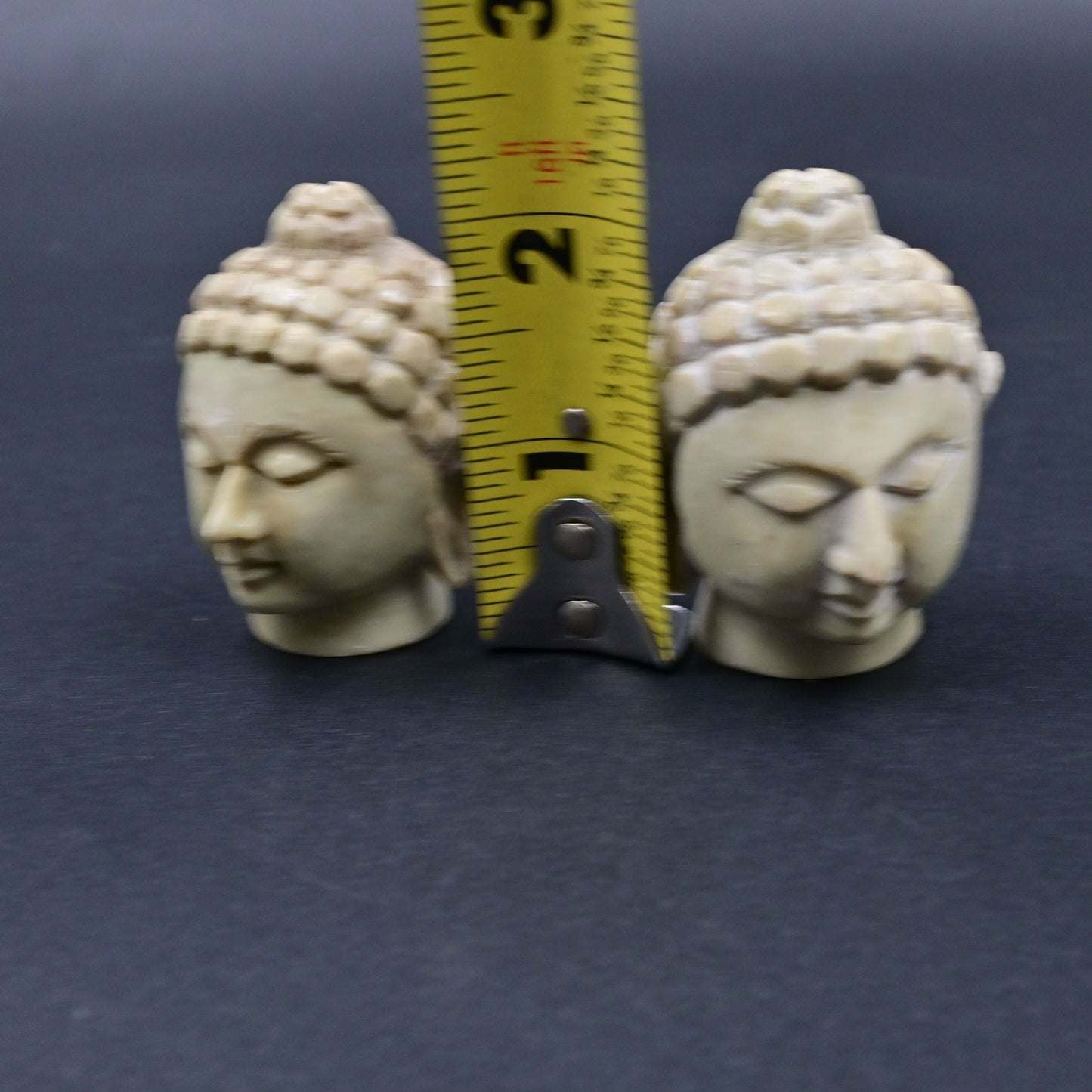 Miniature Buddha Head Art Statue Pair Of 2 Sculpture Figurine
