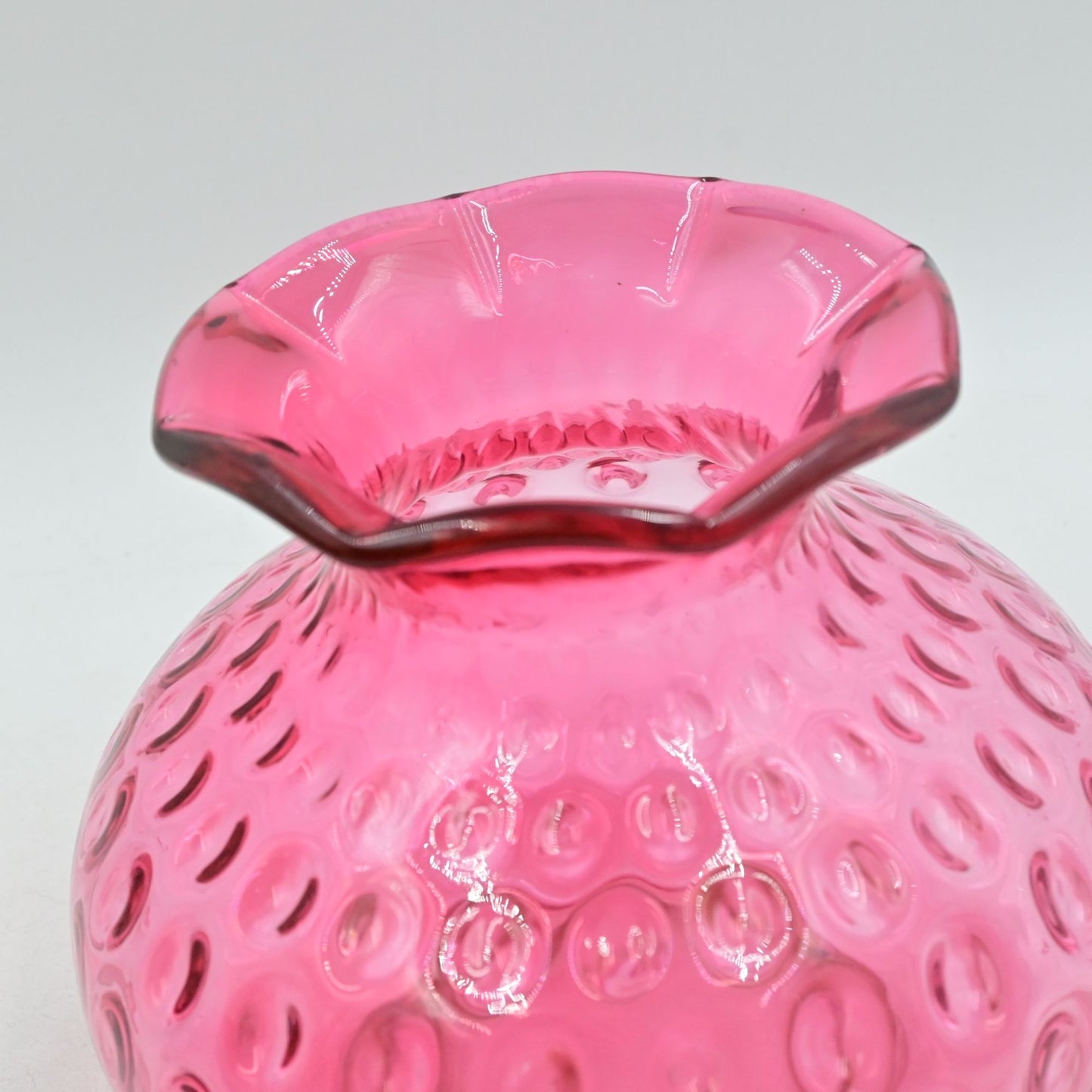 Fenton Cranberry Coin Dot Vintage Vase