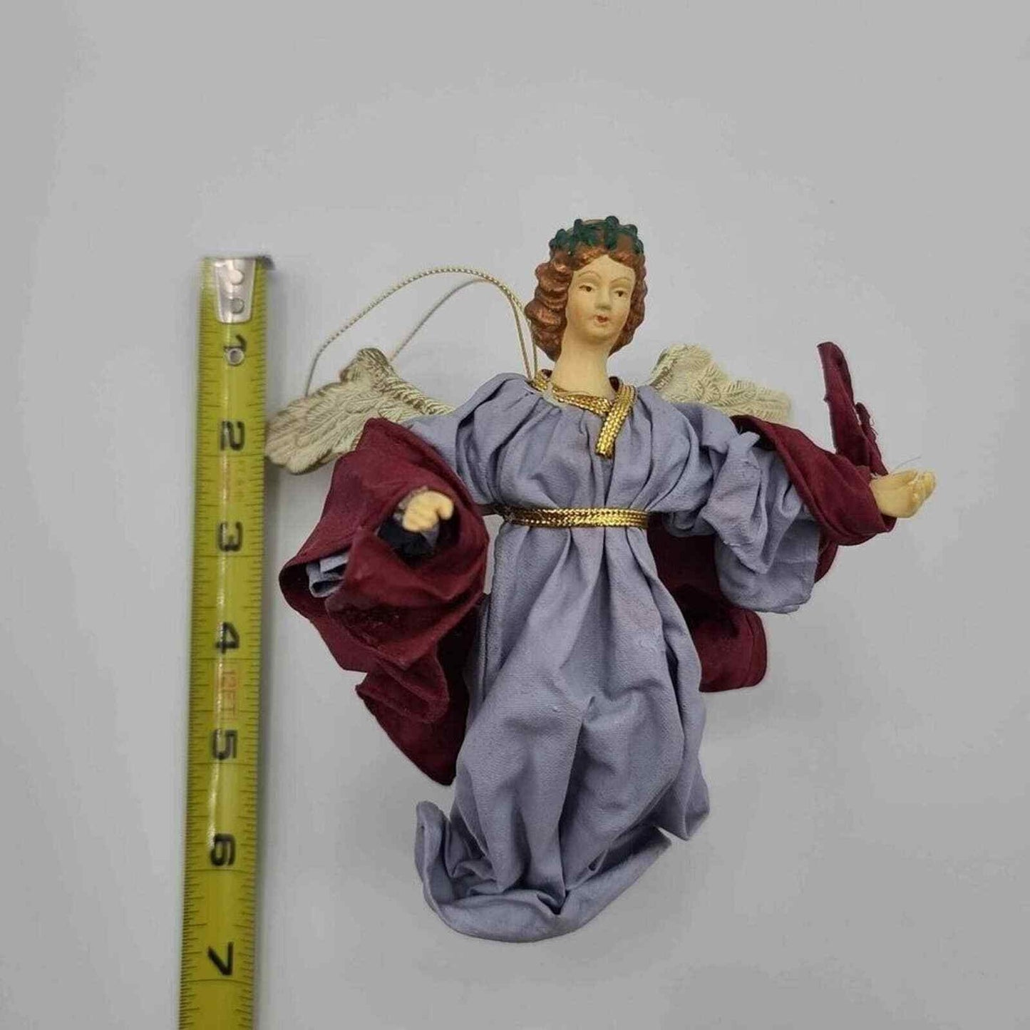 Interpur International Fabric Mache Angel Ornament Maroon - Vintage