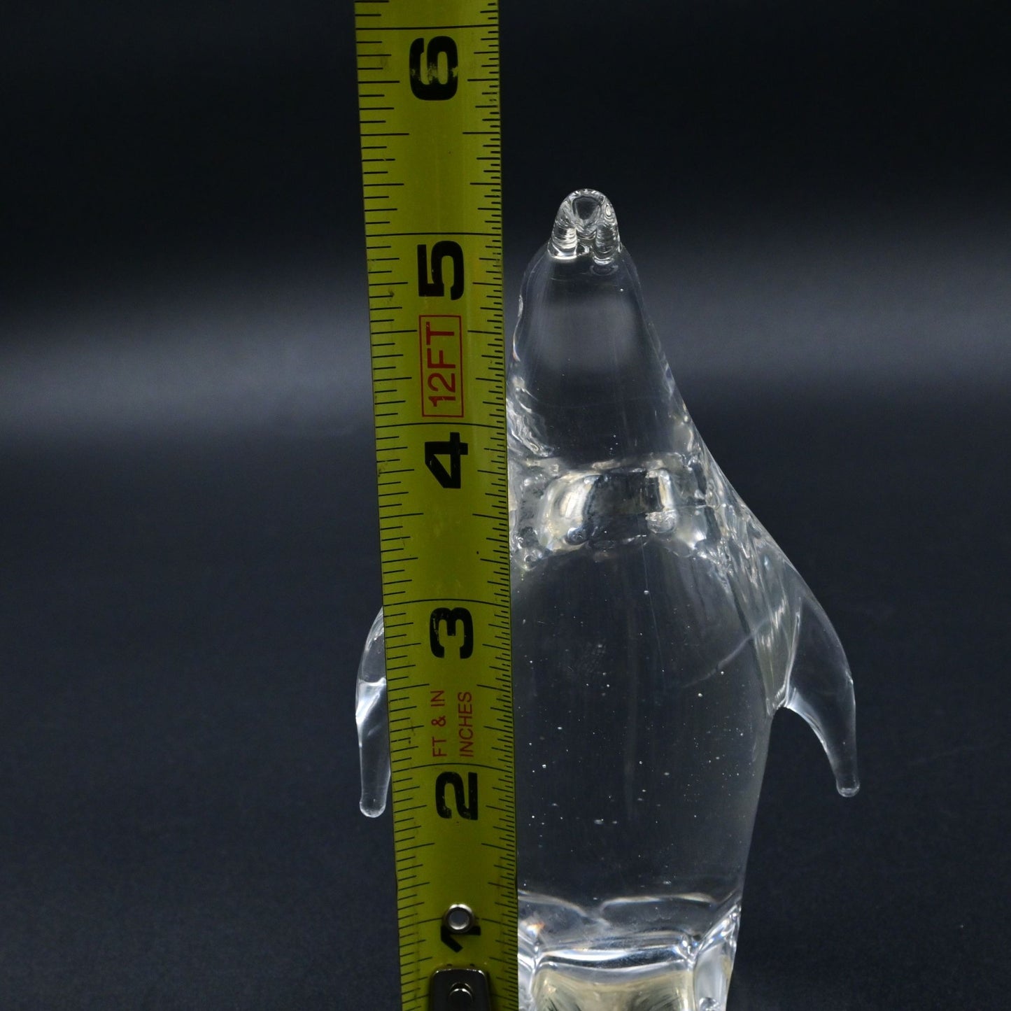 Murano Clear Glass Penguin Paperweight Figure Vintage Italian Art Glass