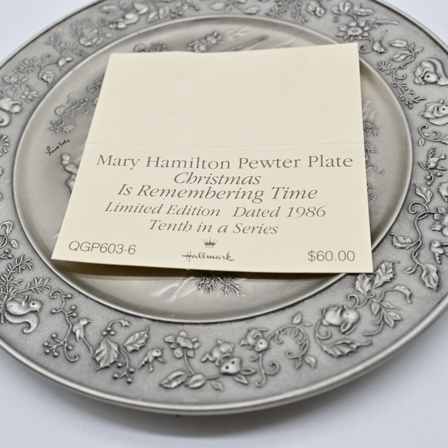 Hallmark Collectible Mary Hamilton Pewter Plate Christmas Is Remembering Time