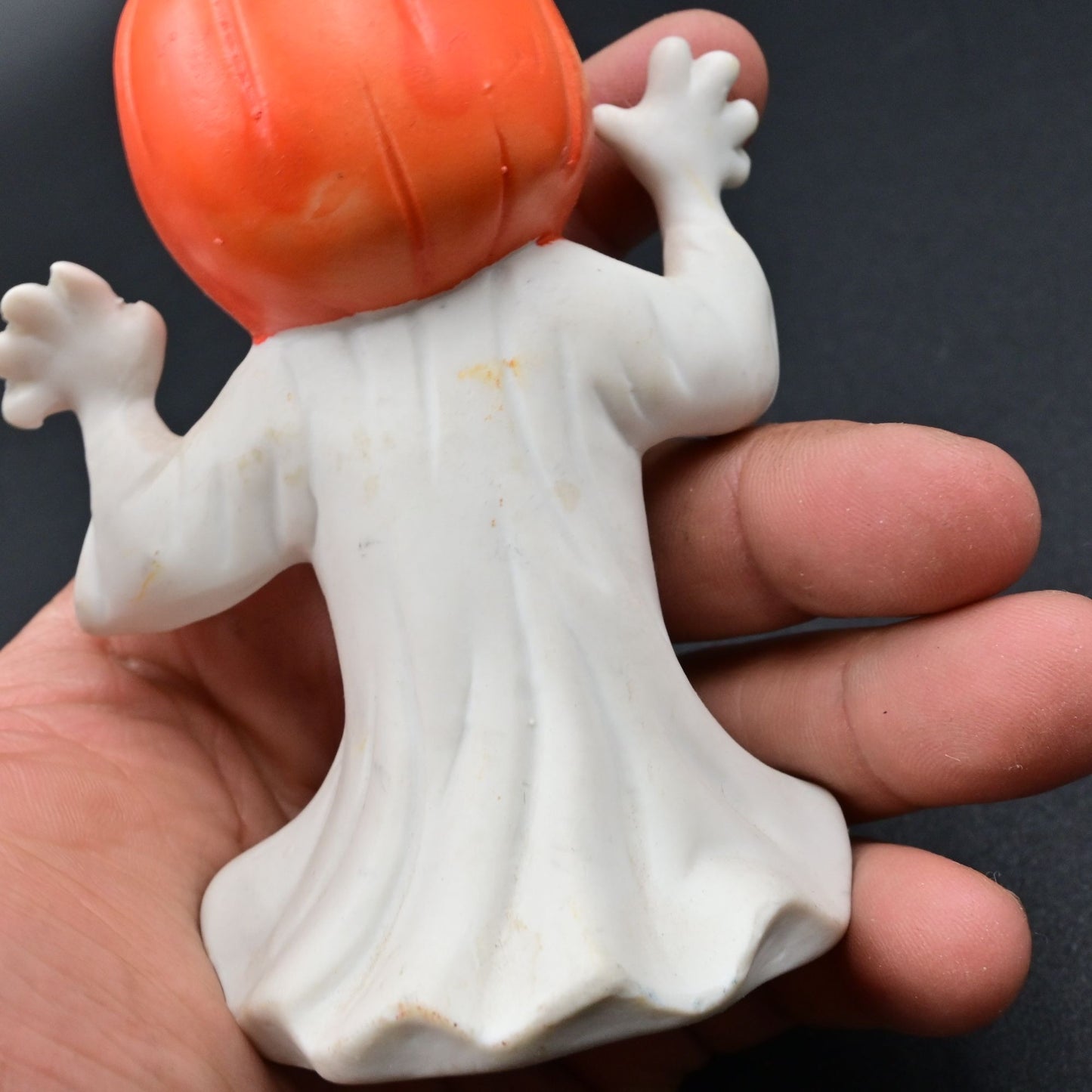 Ghost Pumpkin Head & Ghost With Top Hat Vintage Figure Bundle Of 2