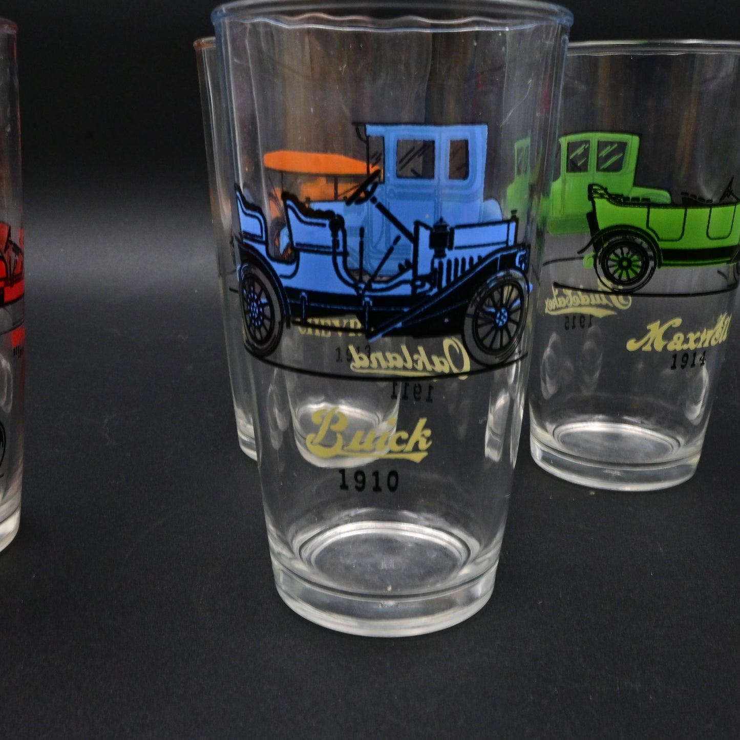 Vintage Hazel Atlas Antique Auto Car Drinking Glasses Set Of 6