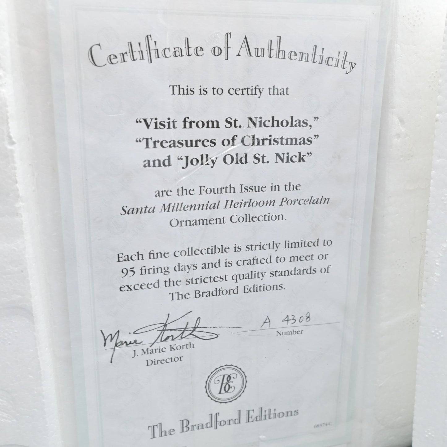 The Bradford Exchange Santa Millennial Heirloom Porcelain Ornament Fourth Issue