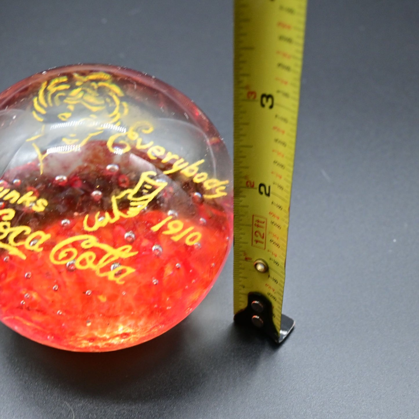 Vintage Coca-Cola Paperweight 1910 Replica Red & Clear Glass Sphere