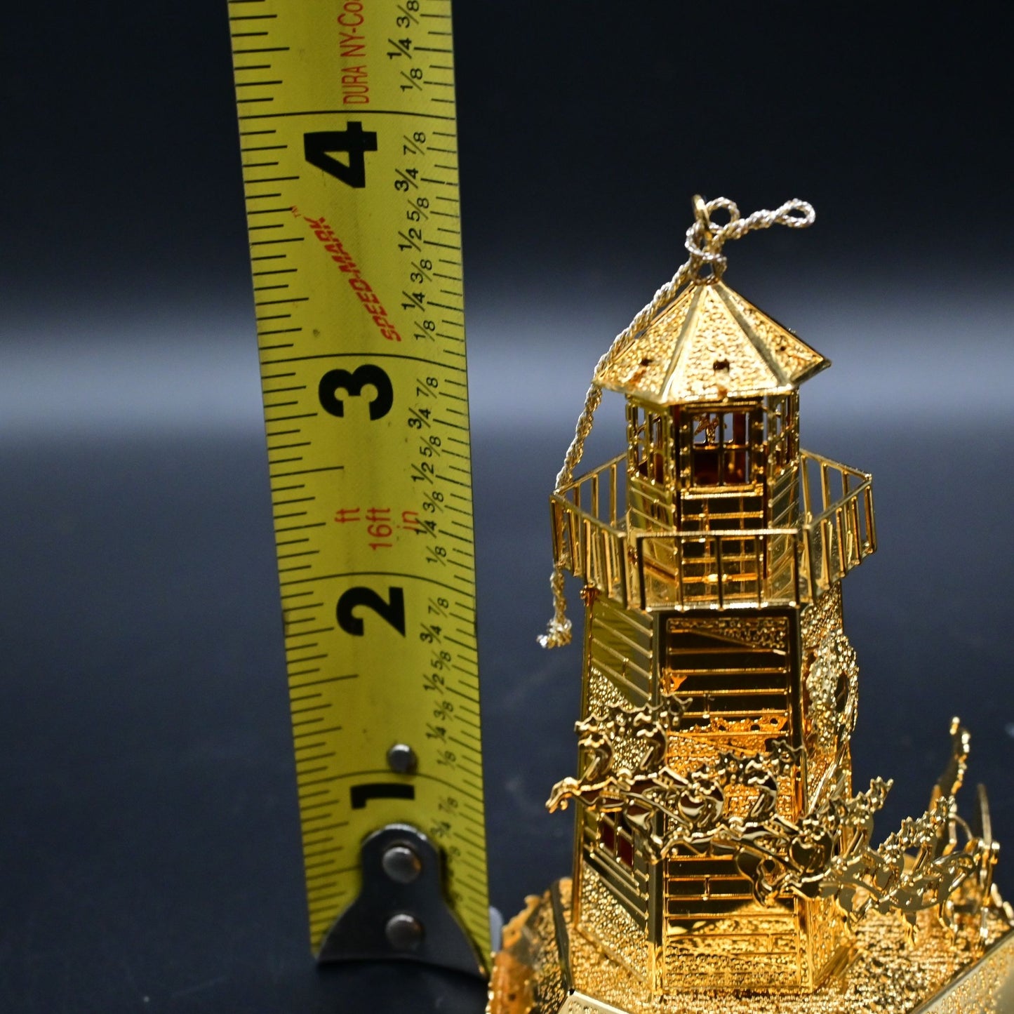 Danbury Mint 1998 23k Annual Gold Christmas Ornament North Pole Lighthouse