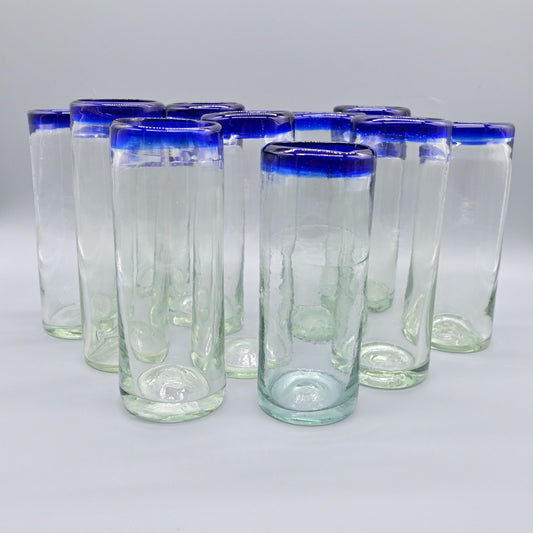 Mexican Hand Blown Glass Highball Tumbler Set Of 12