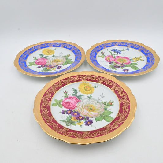 Vintage Limoges France Imperia Decorative Floral 10" Plate Bundle Of 3