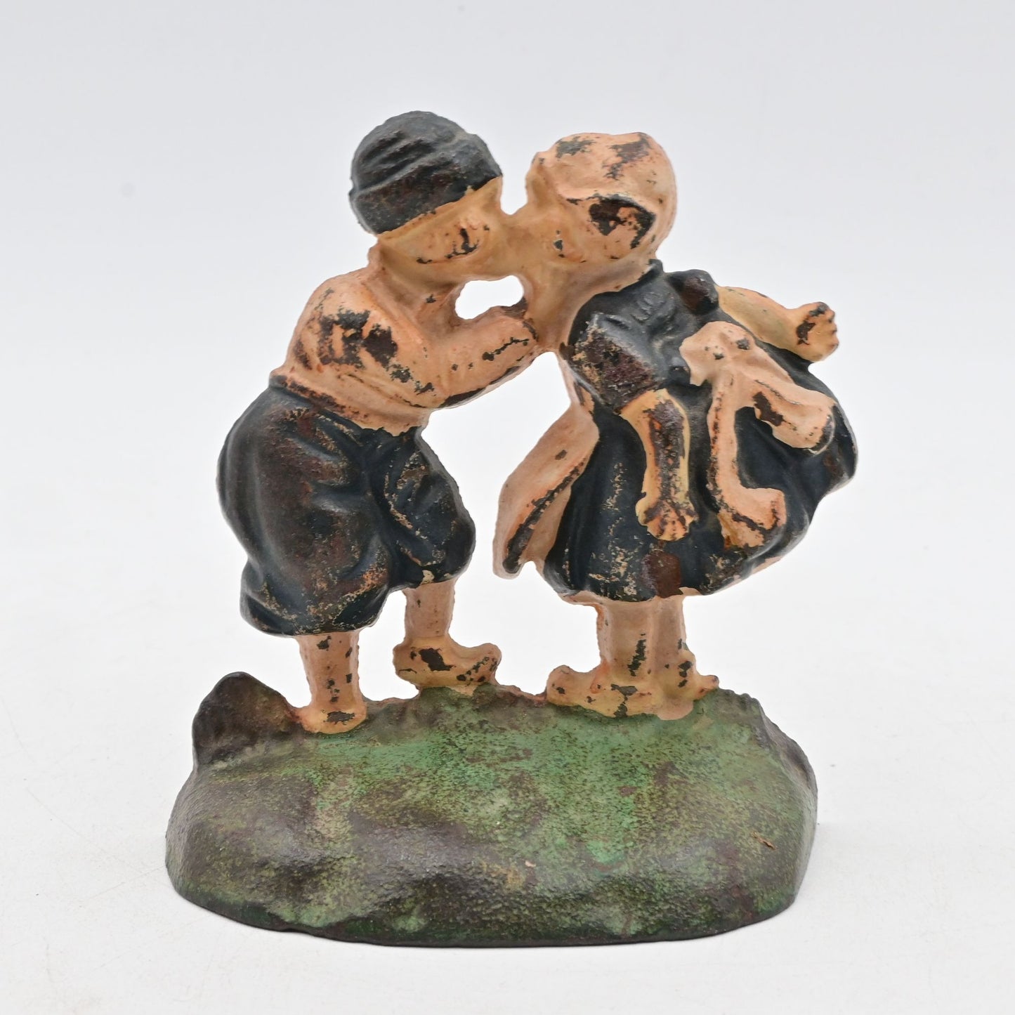 Vintage Cast Iron Doorstop Kissing Dutch Girl & Boy