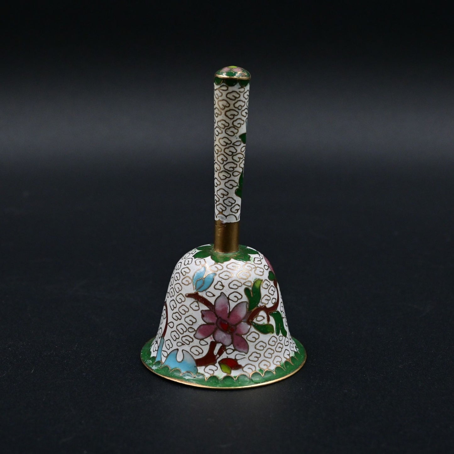 Chinese Enamel Cloisonne Handle Bell Miniature No Bell