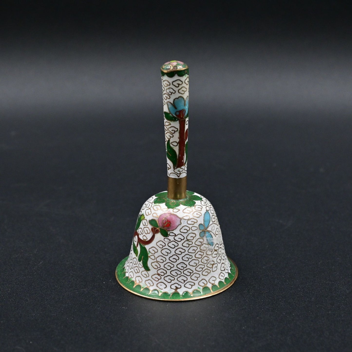Chinese Enamel Cloisonne Handle Bell Miniature No Bell