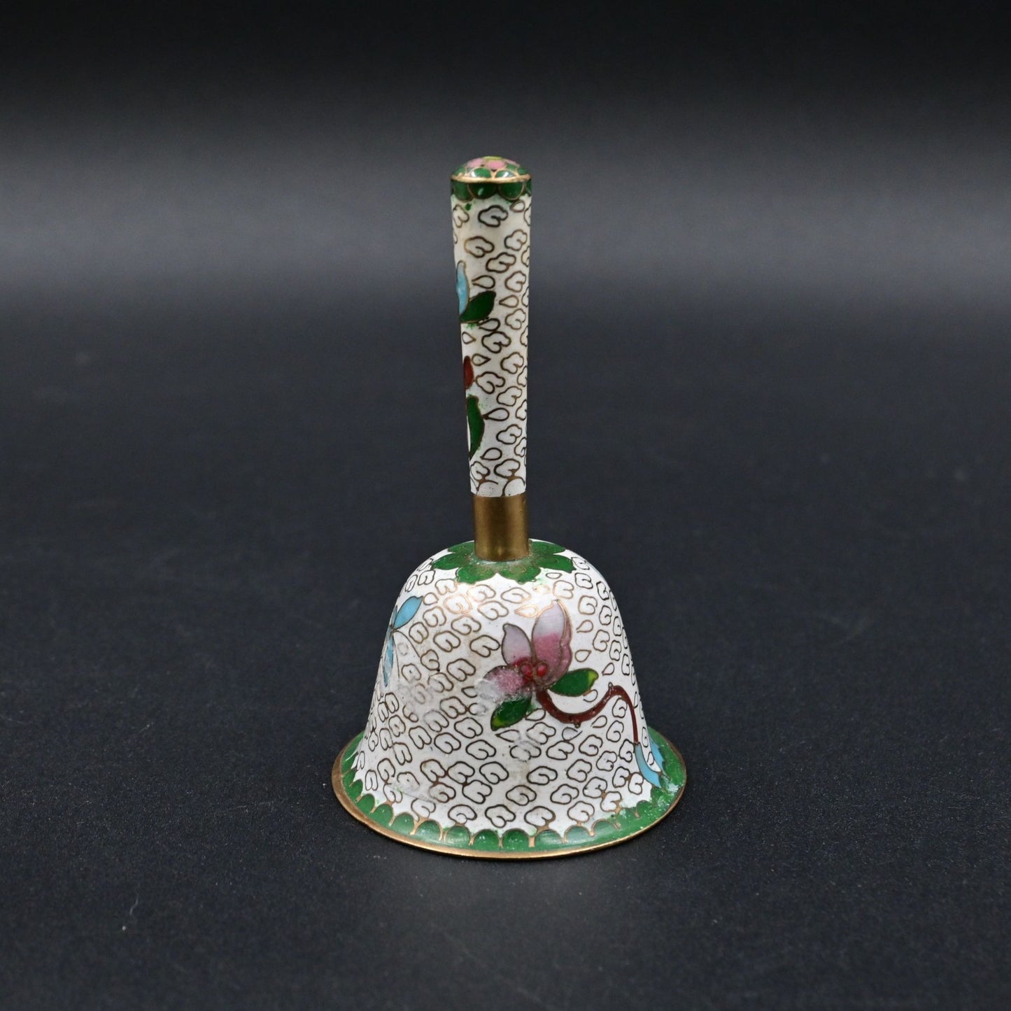 Chinese Enamel Cloisonne Handle Bell Miniature No Bell