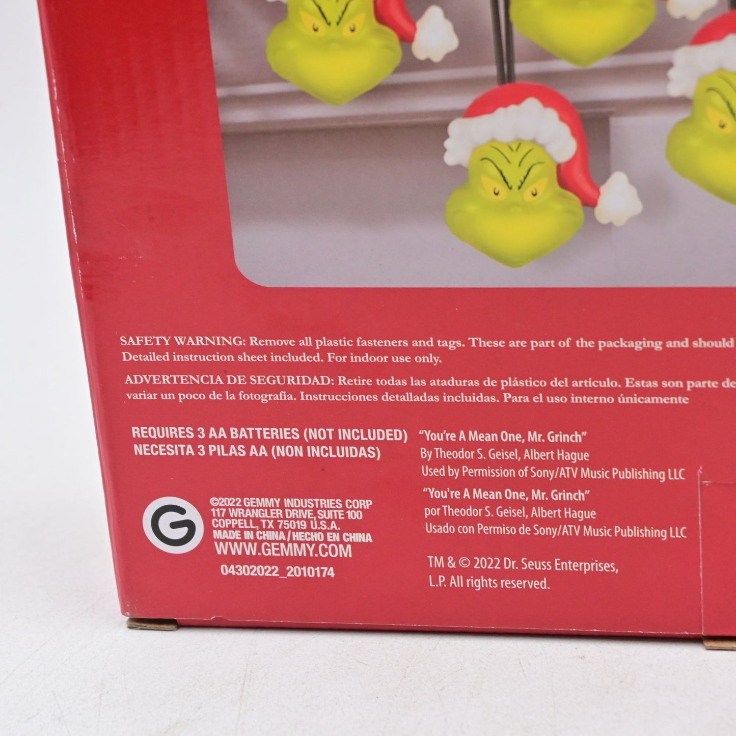 Gemmy The Grinch Projection Christmas Musical String Lights NIB