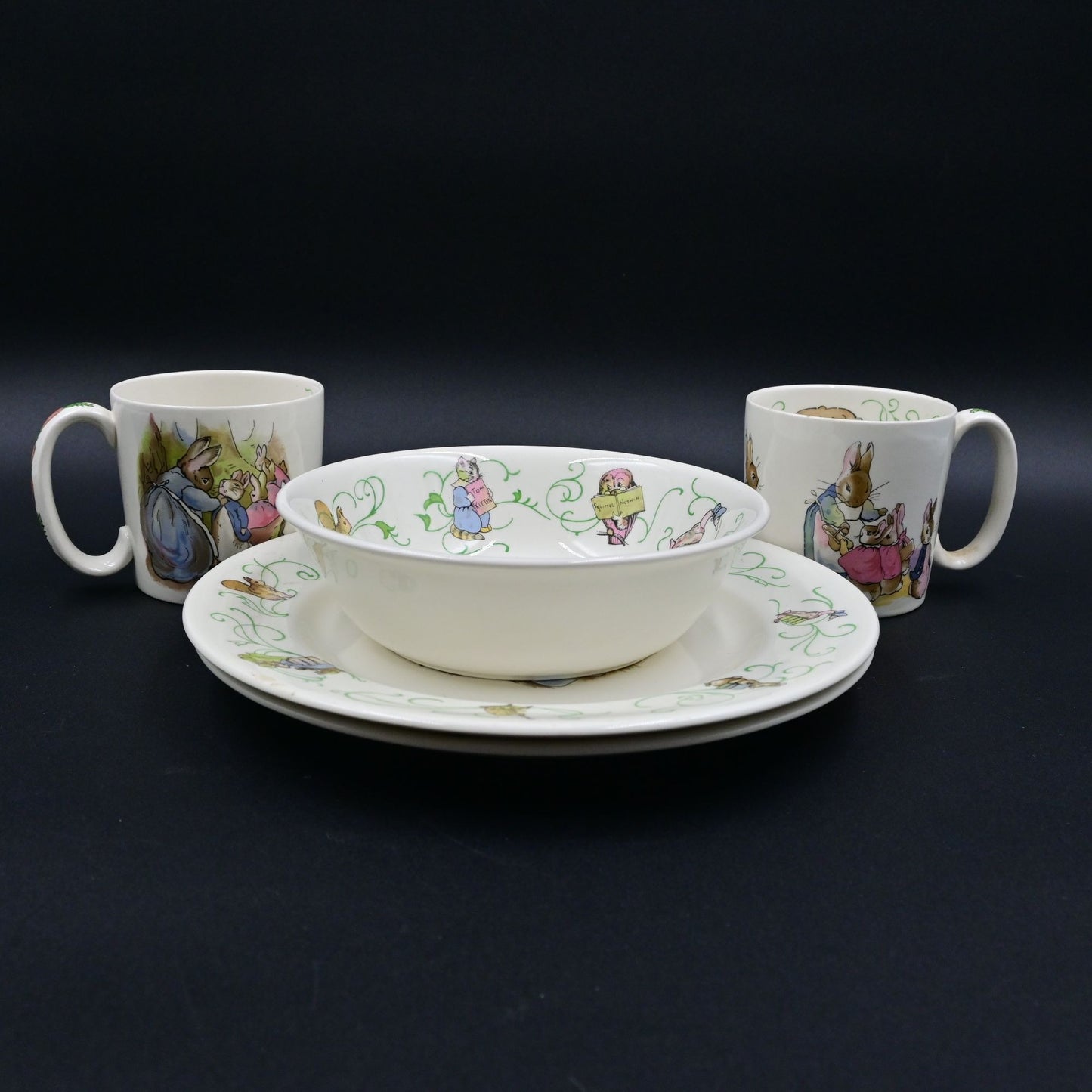 Wedgwood Peter Rabbit By Beatrix Potter Dinner Plate, Soup Bowl, Coffee Mug 5pc