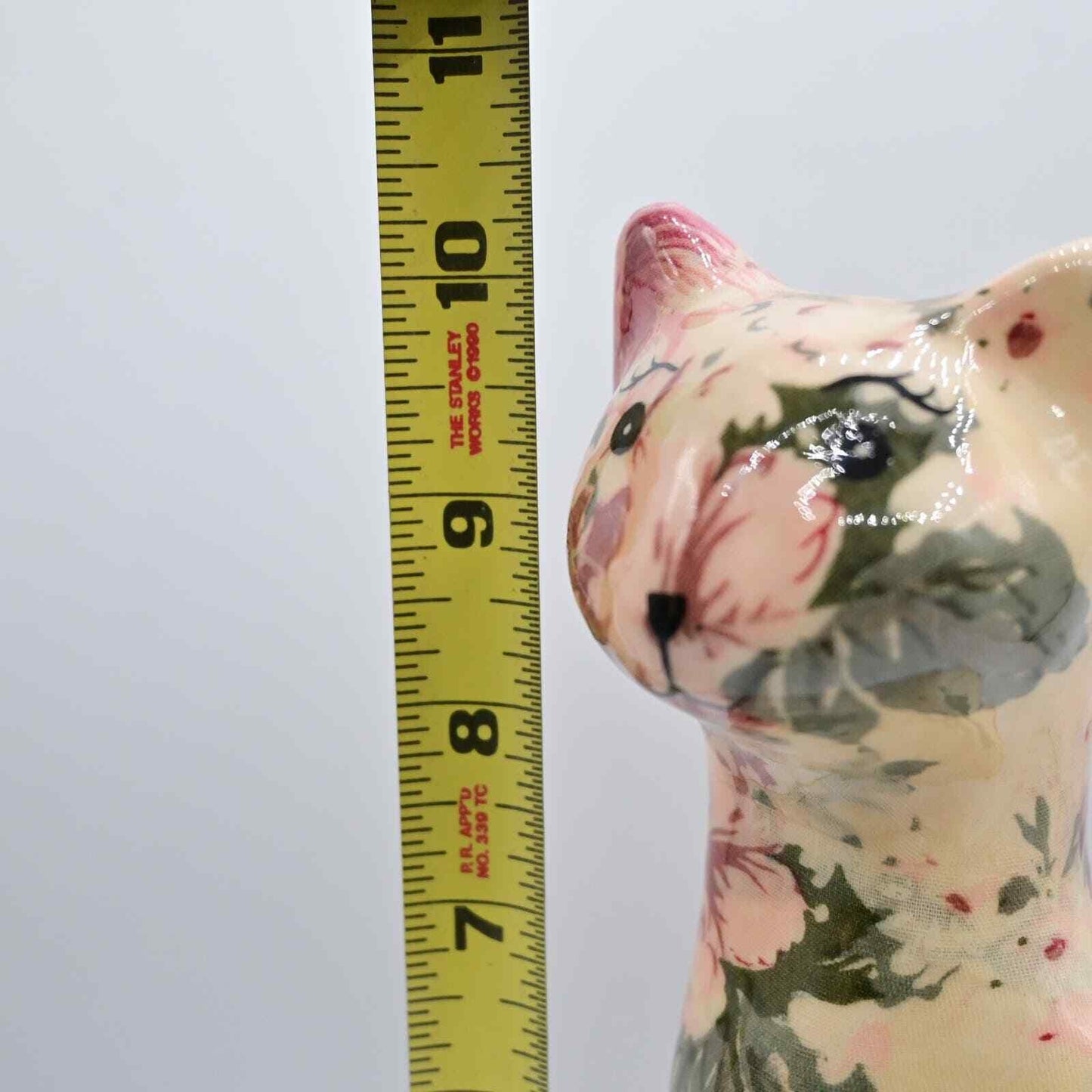 Floral Patchwork Ceramic Cat Joan Baker Vintage Figure