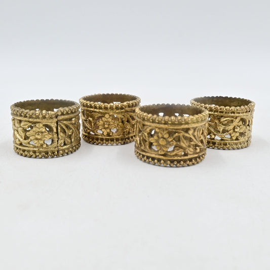 Mid Century Modern Brass Napkin Rings Holders Vintage Set Of 4