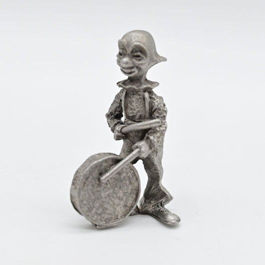 Vintage Spoontiques Pewter Clown Playing A Drum S756 Figure