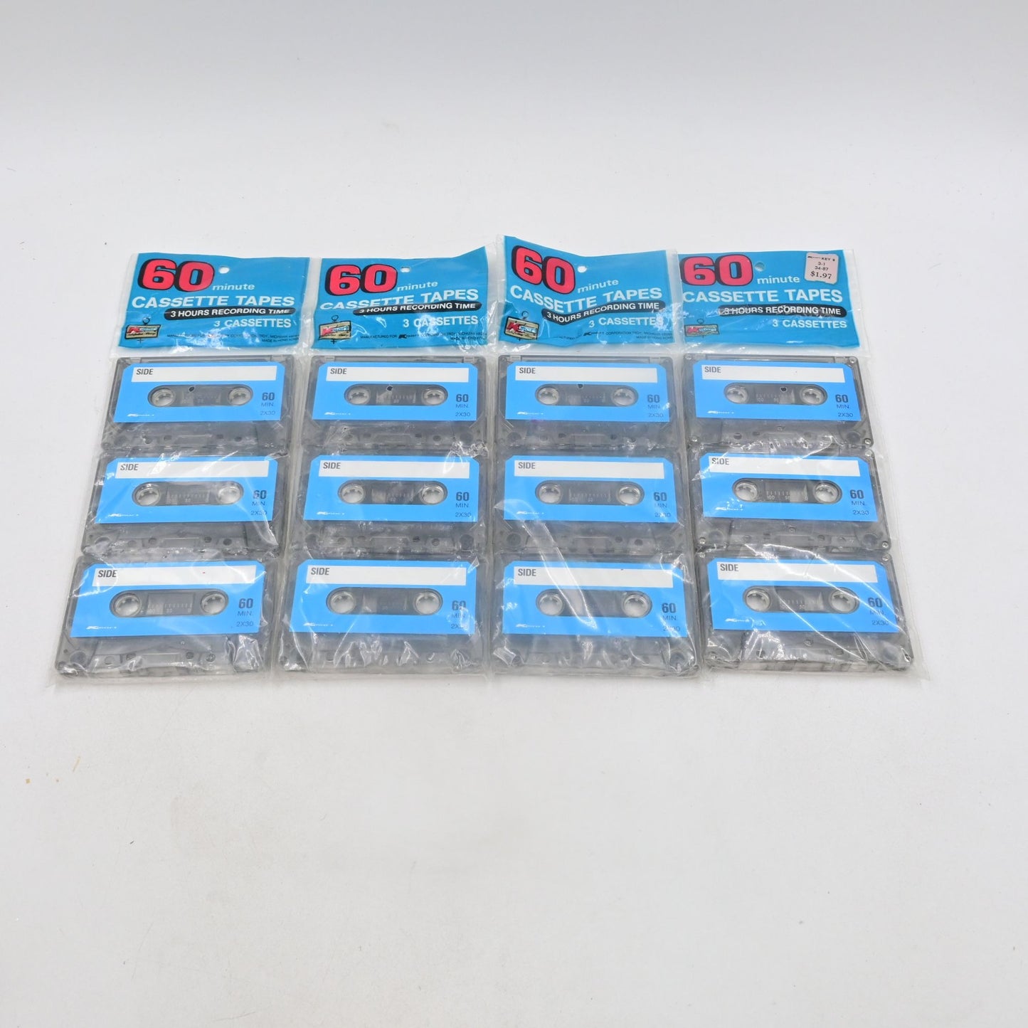 Kmart 60 Minutes Cassette Tape 3 Pack Bundle Of 4 (12 Cassettes Total) Sealed