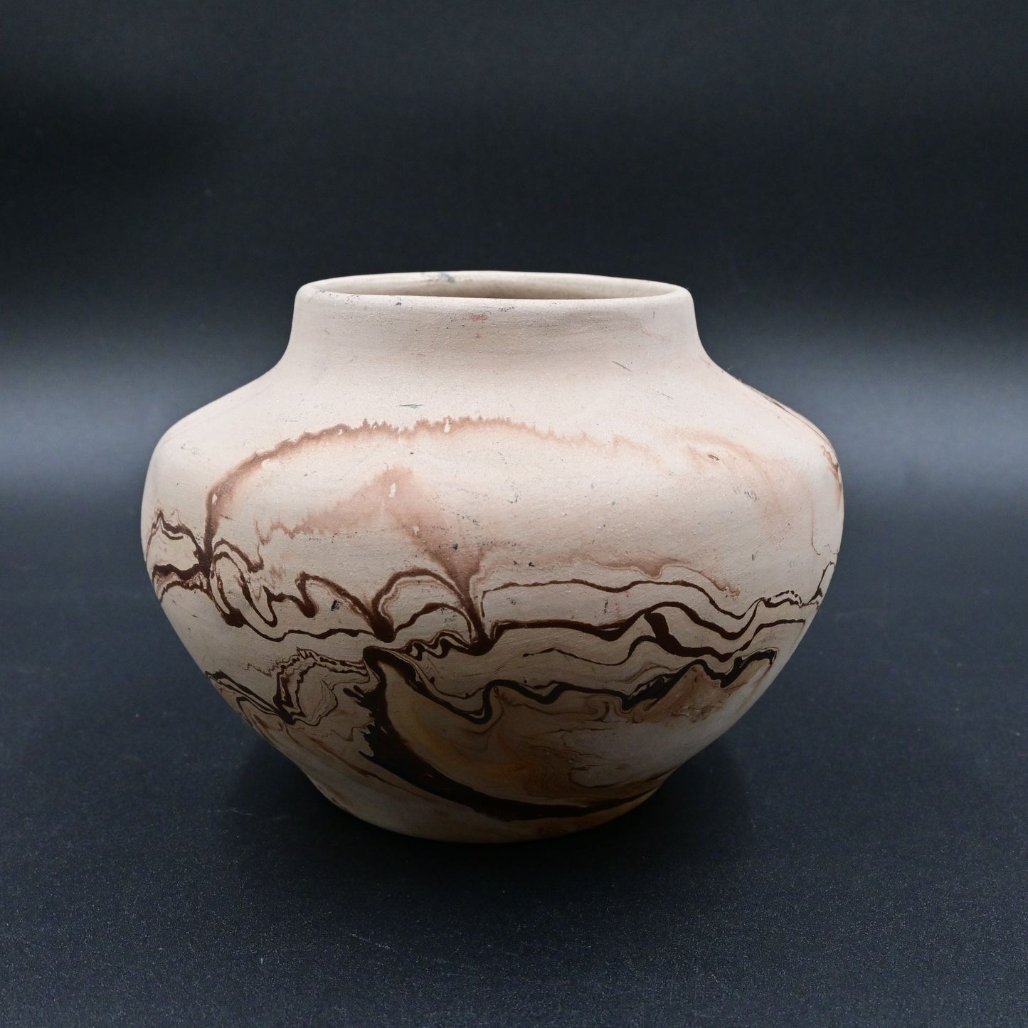 Nemadji Pottery Vase U.S.A Multi-Color Orange Swirl