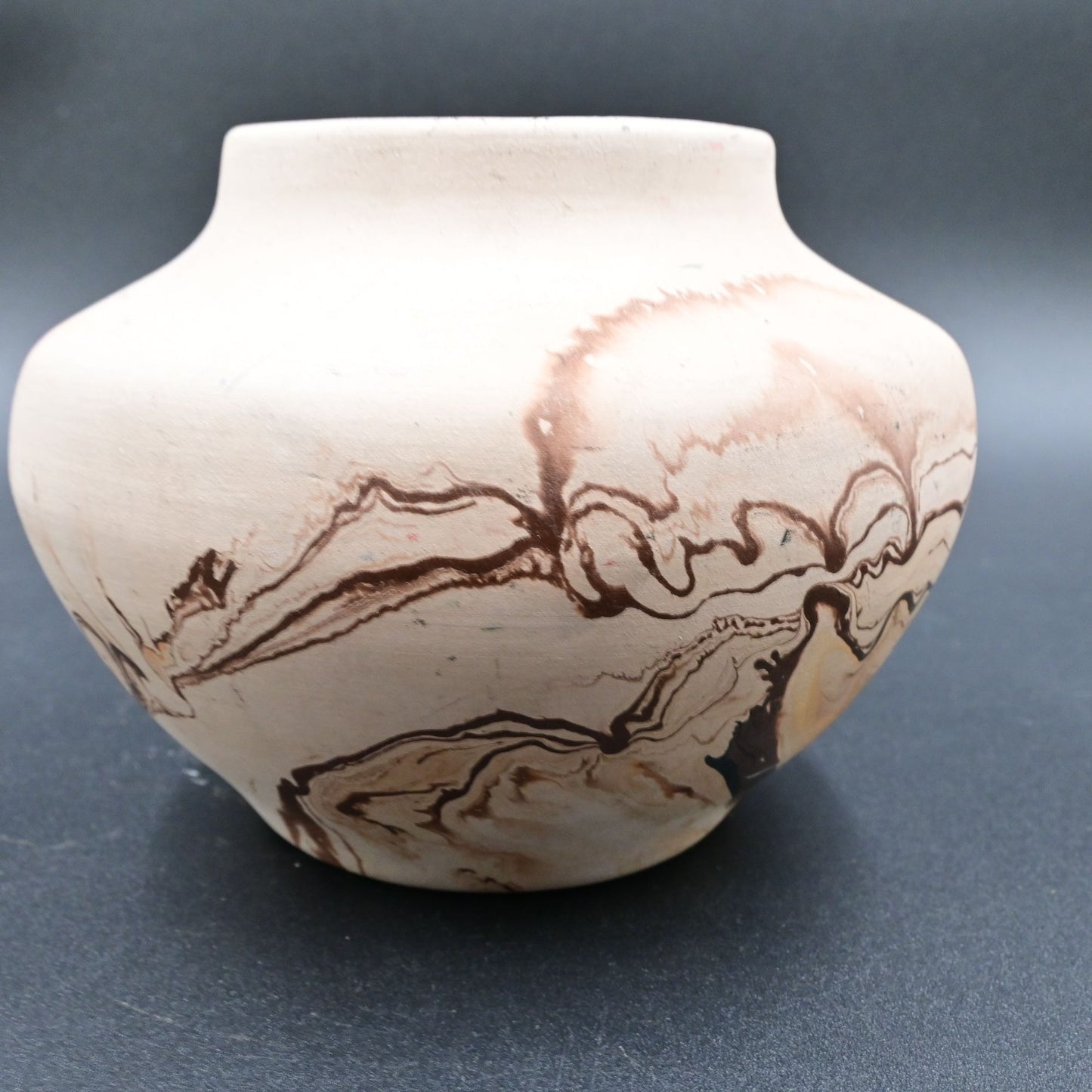 Nemadji Pottery Vase U.S.A Multi-Color Orange Swirl