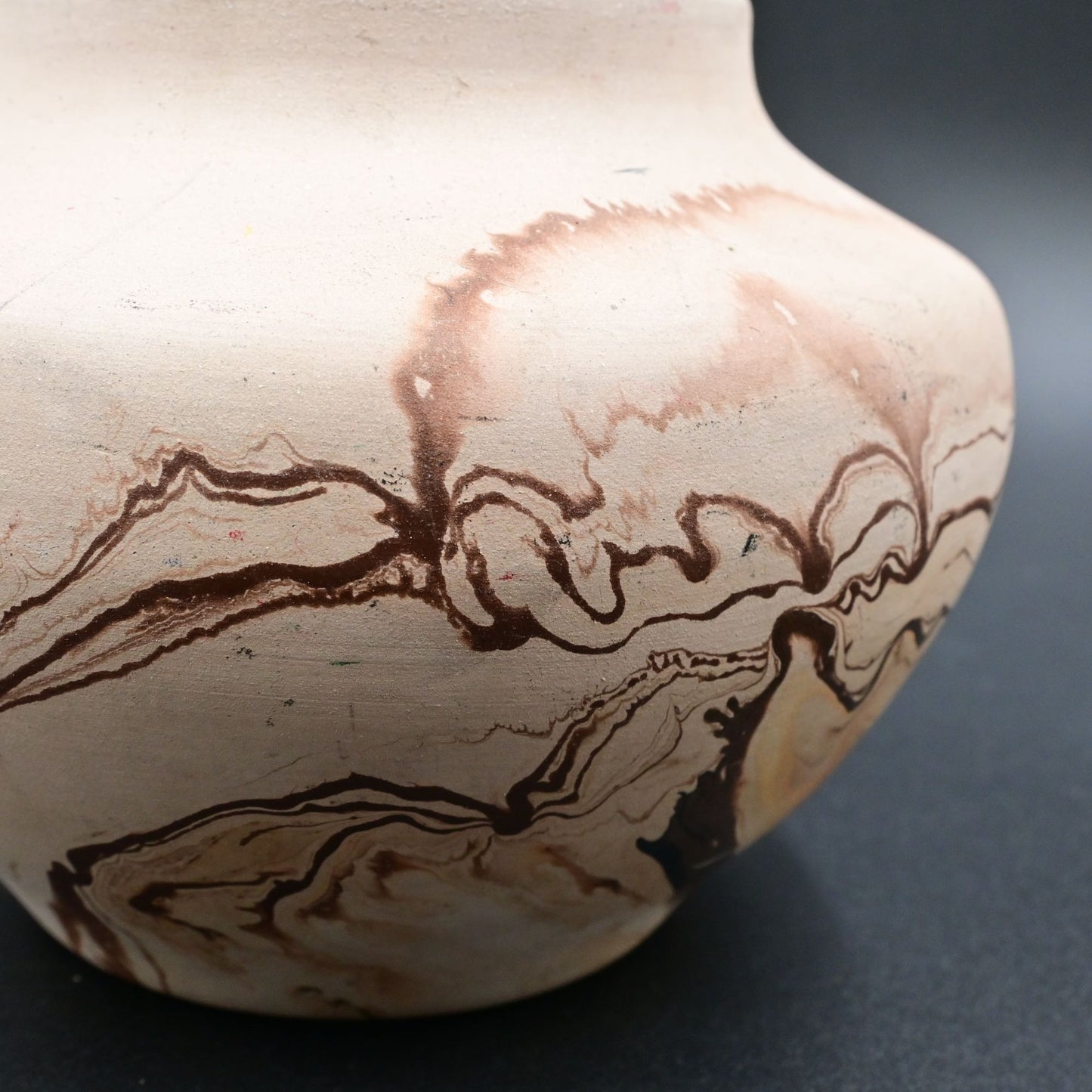 Nemadji Pottery Vase U.S.A Multi-Color Orange Swirl