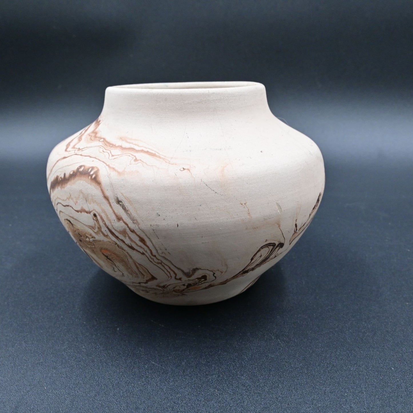 Nemadji Pottery Vase U.S.A Multi-Color Orange Swirl