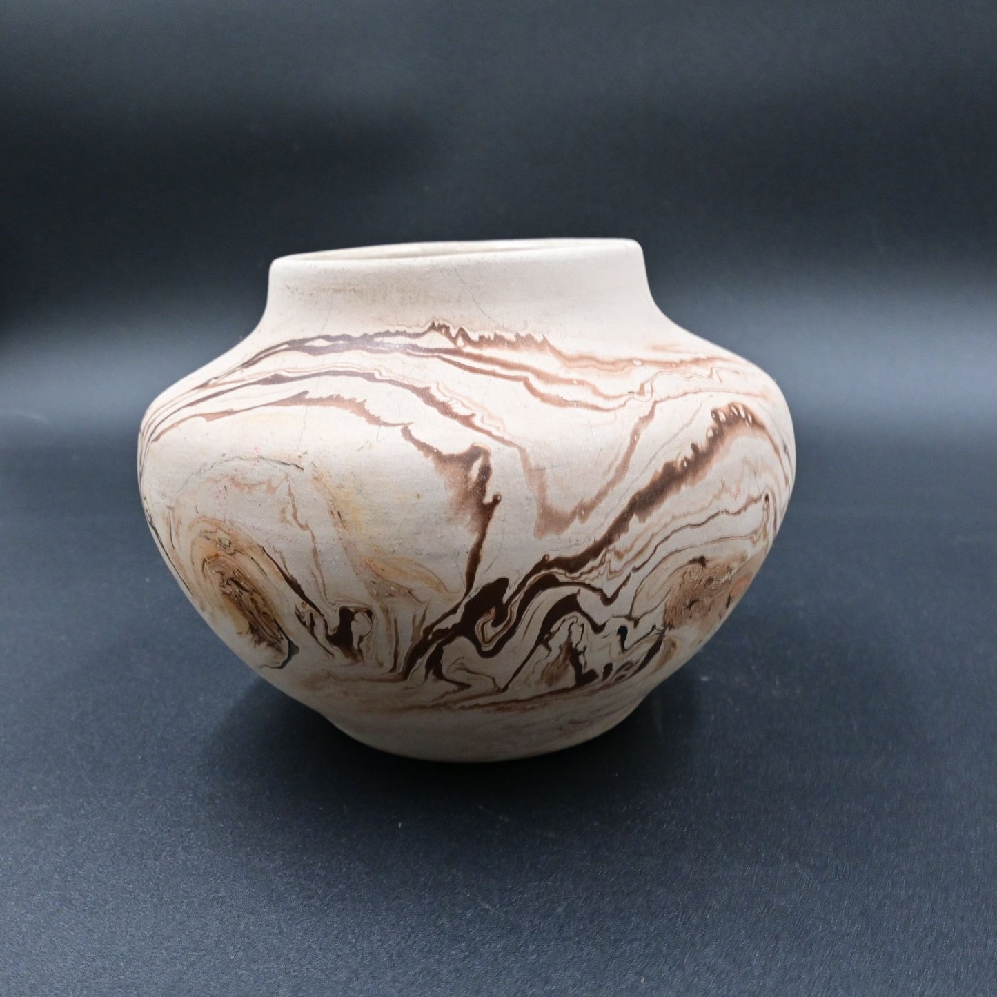 Nemadji Pottery Vase U.S.A Multi-Color Orange Swirl
