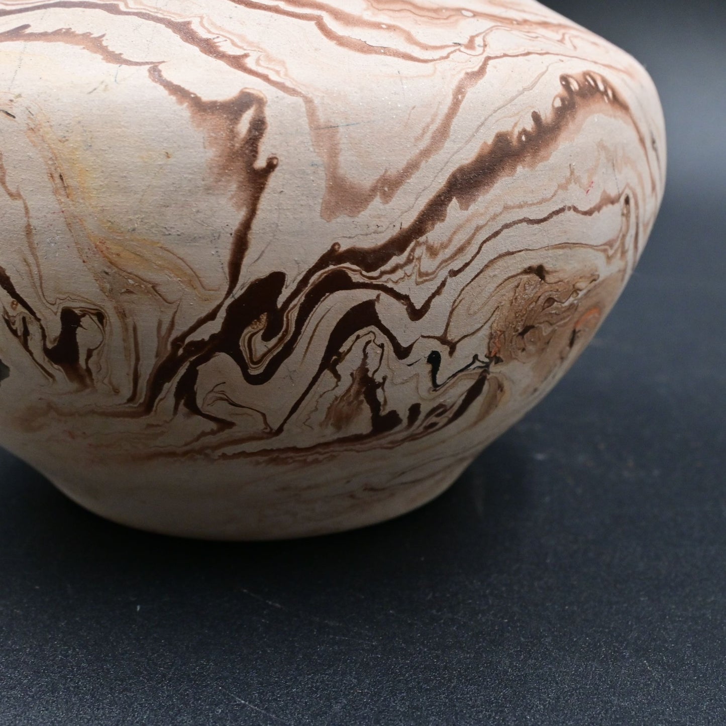 Nemadji Pottery Vase U.S.A Multi-Color Orange Swirl