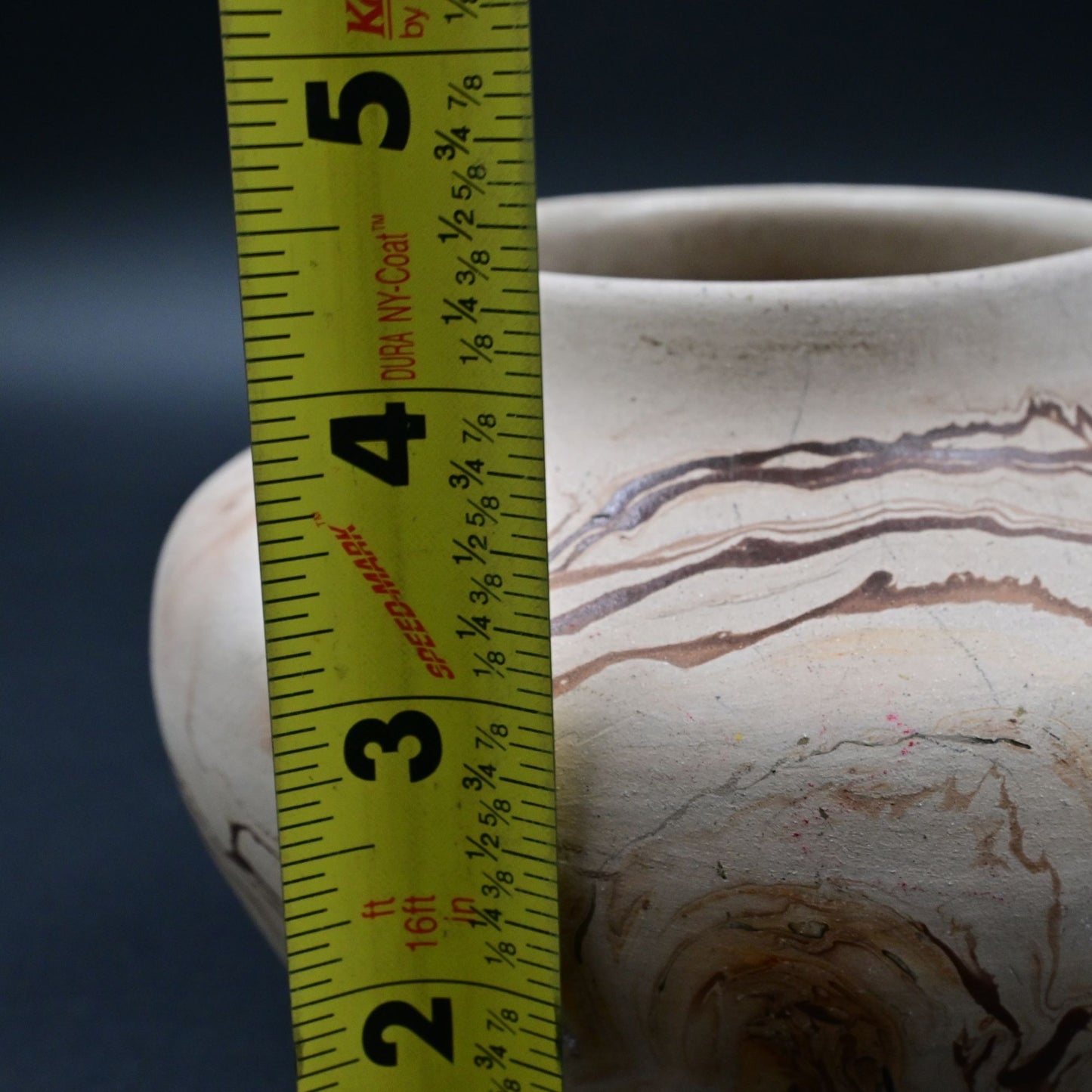 Nemadji Pottery Vase U.S.A Multi-Color Orange Swirl
