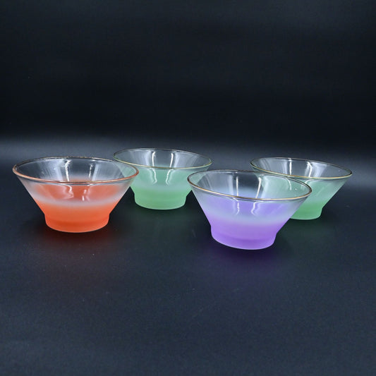 West Virginia Blendo Frosted Glass Bowls Set Of 4 Vintage