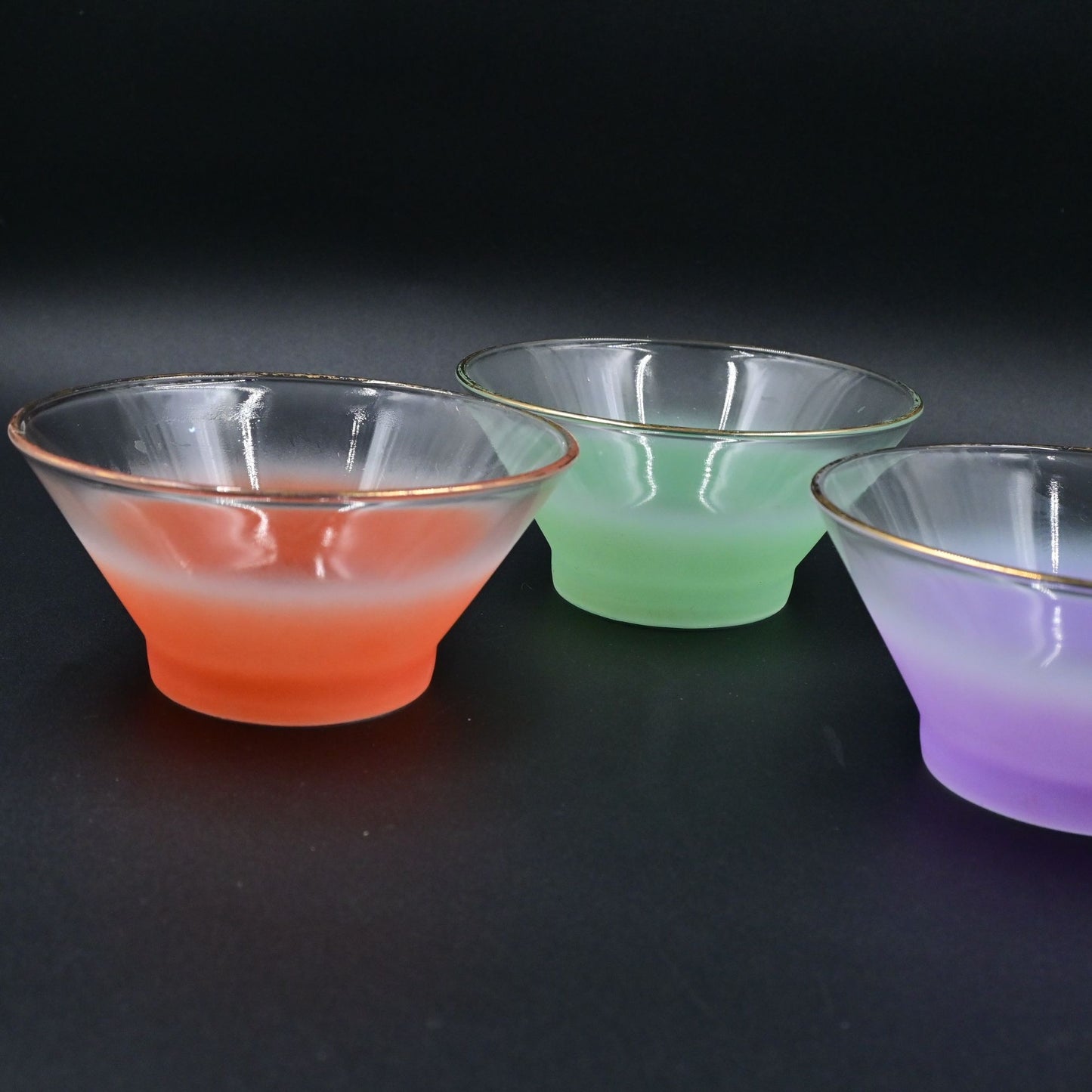 West Virginia Blendo Frosted Glass Bowls Set Of 4 Vintage