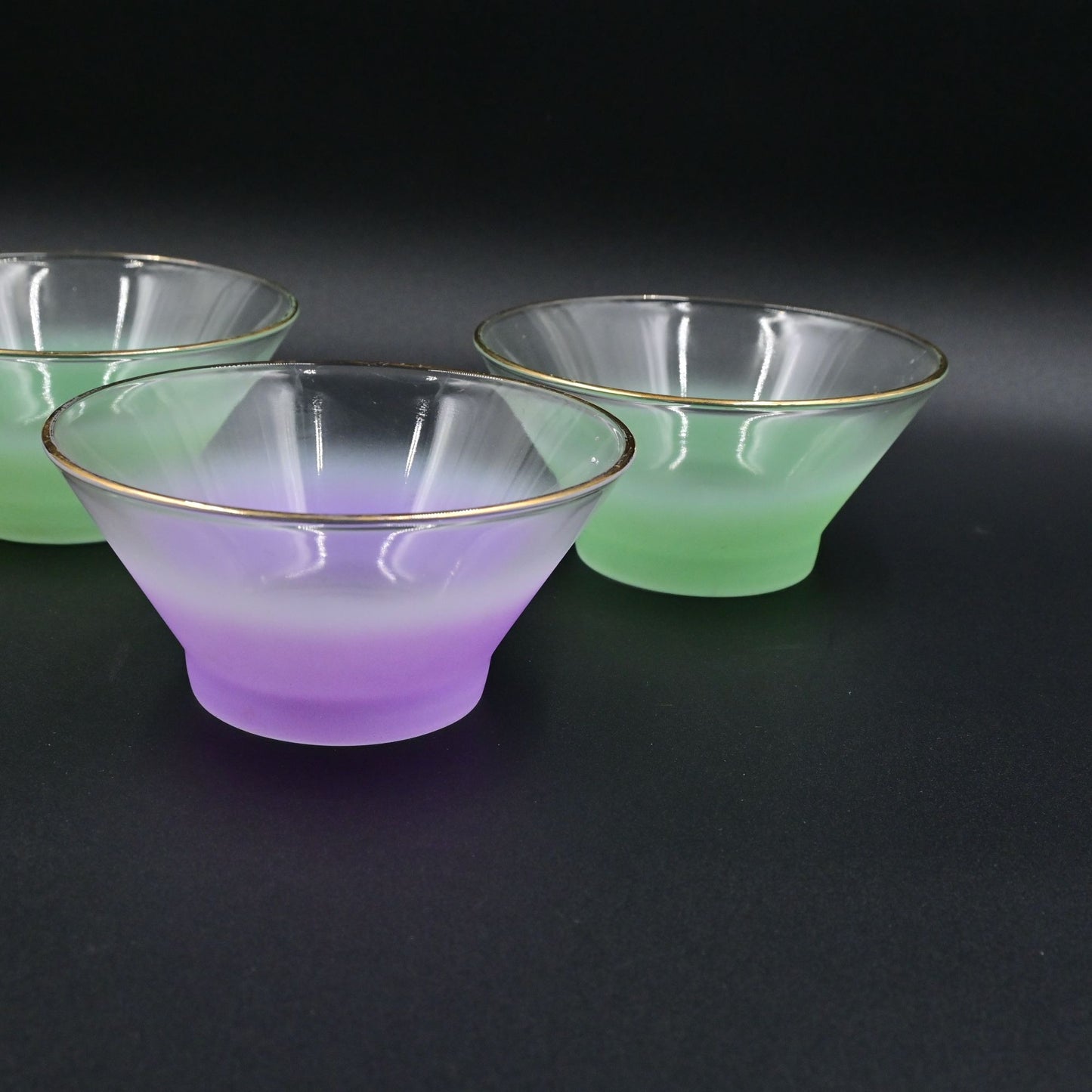 West Virginia Blendo Frosted Glass Bowls Set Of 4 Vintage
