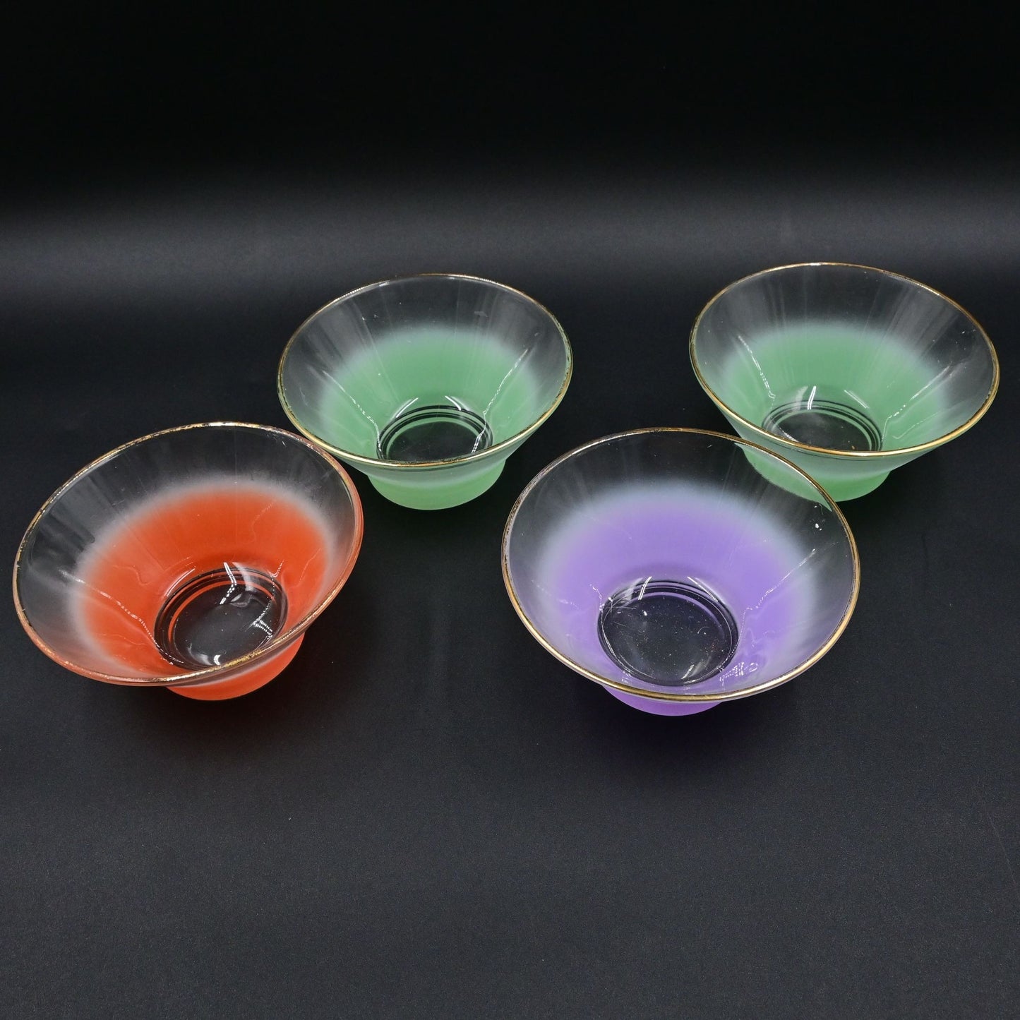 West Virginia Blendo Frosted Glass Bowls Set Of 4 Vintage