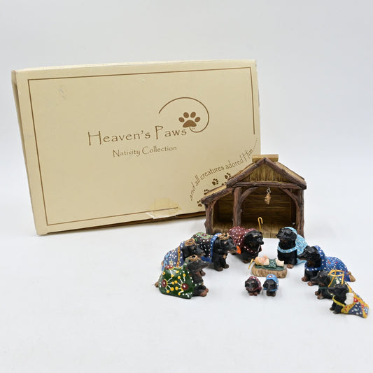Heaven's Paws Tricia Derges Dachshund Nativity Set 11 Piece In Original Box