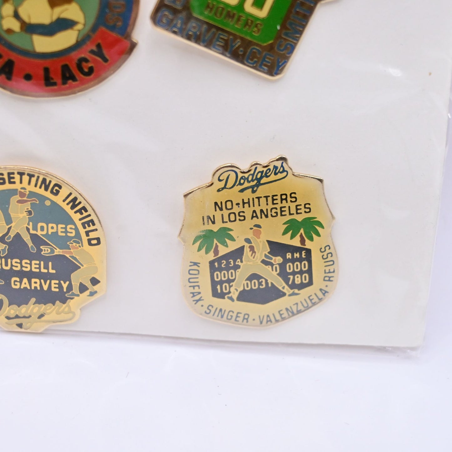Los Angeles Dodgers Unocal Commemorative Pin Set Of 6 Vintage 1991