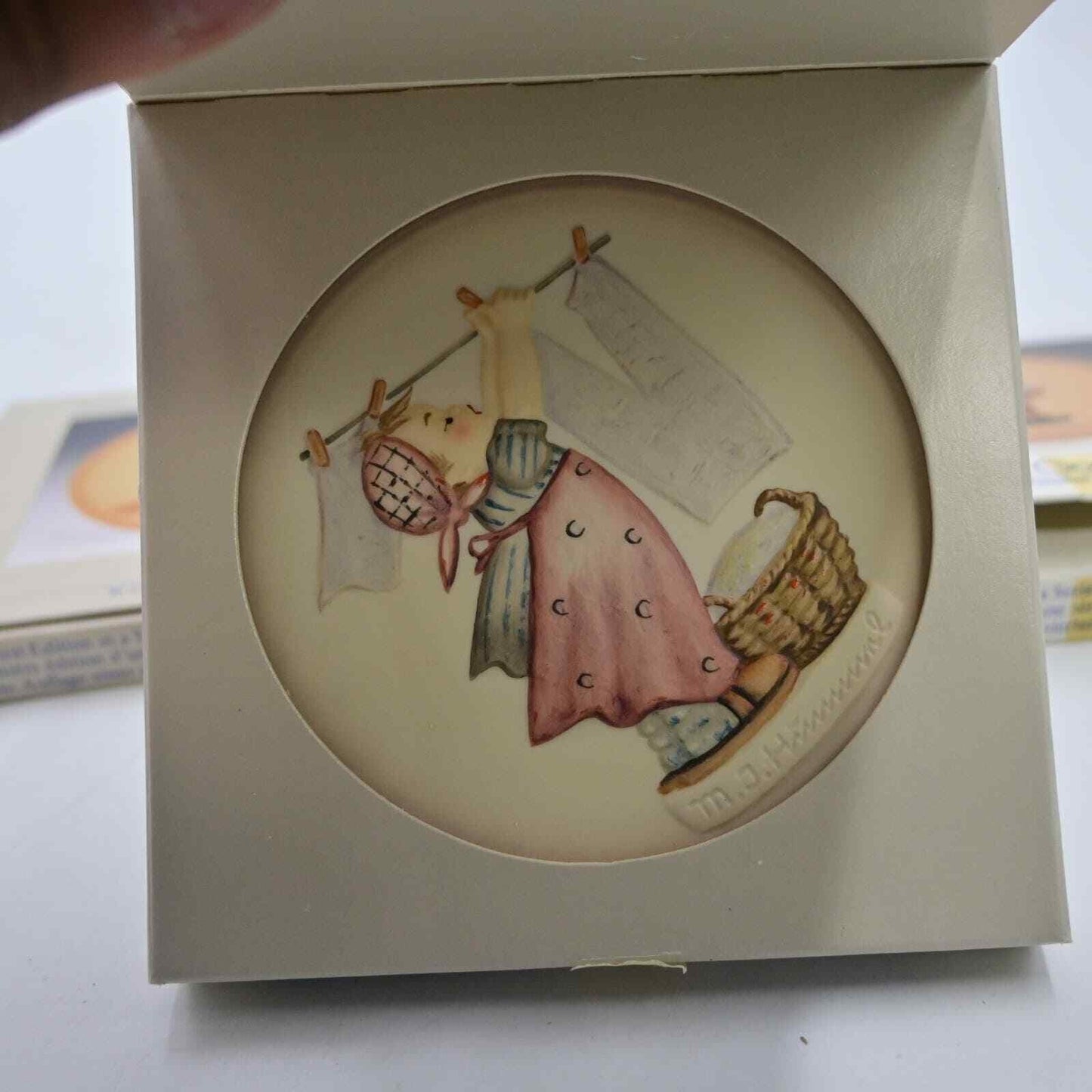 Vintage Goebel Hummel Miniature Plate Little Sweeper, Wash Day, A Stitch In Time