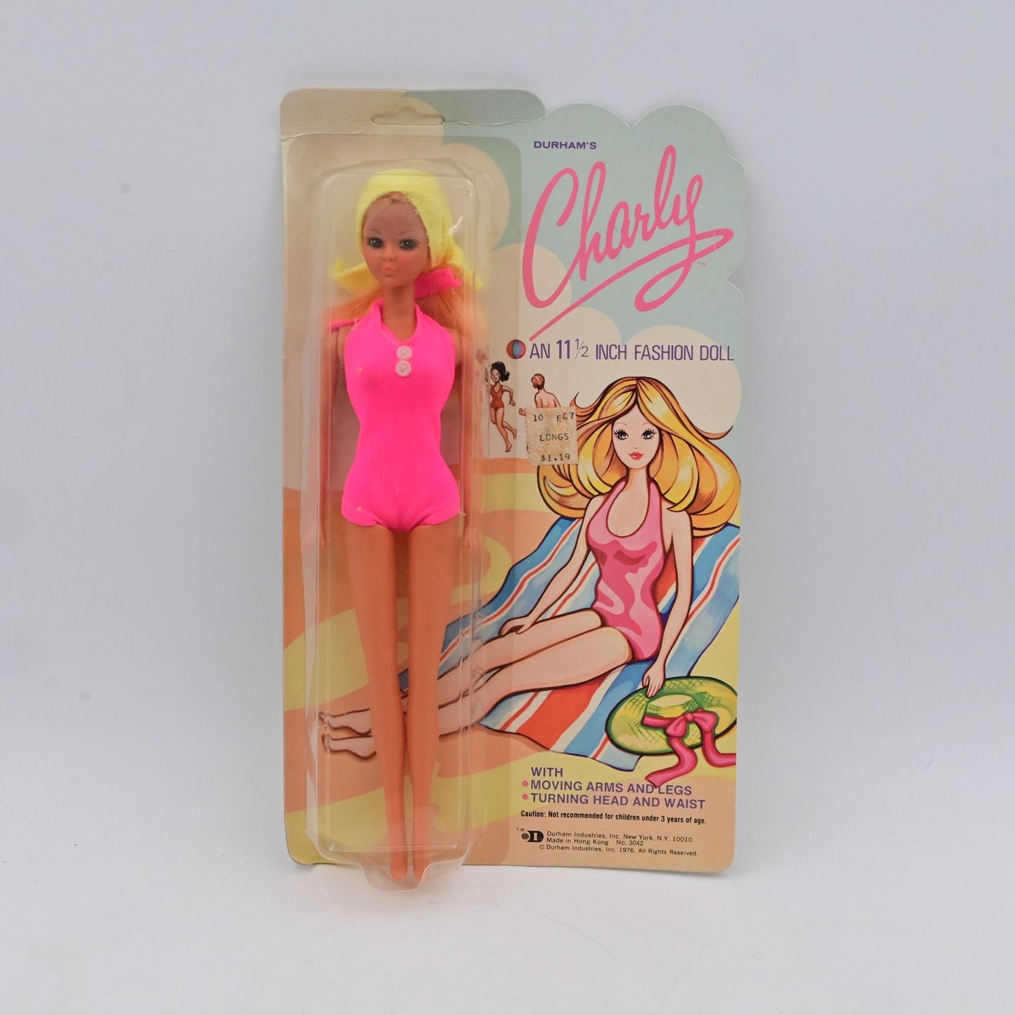 Durham’s Charly In Swimsuit Doll Vintage 1976 Fashion Doll Moving Arm Head Waist