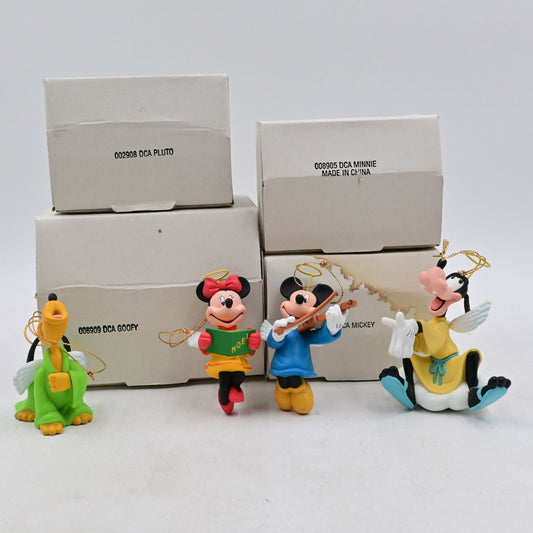 Disney Groiler Mickey Mouse, Minnie Mouse, Pluto, Goofy Angel Vintage Ornaments