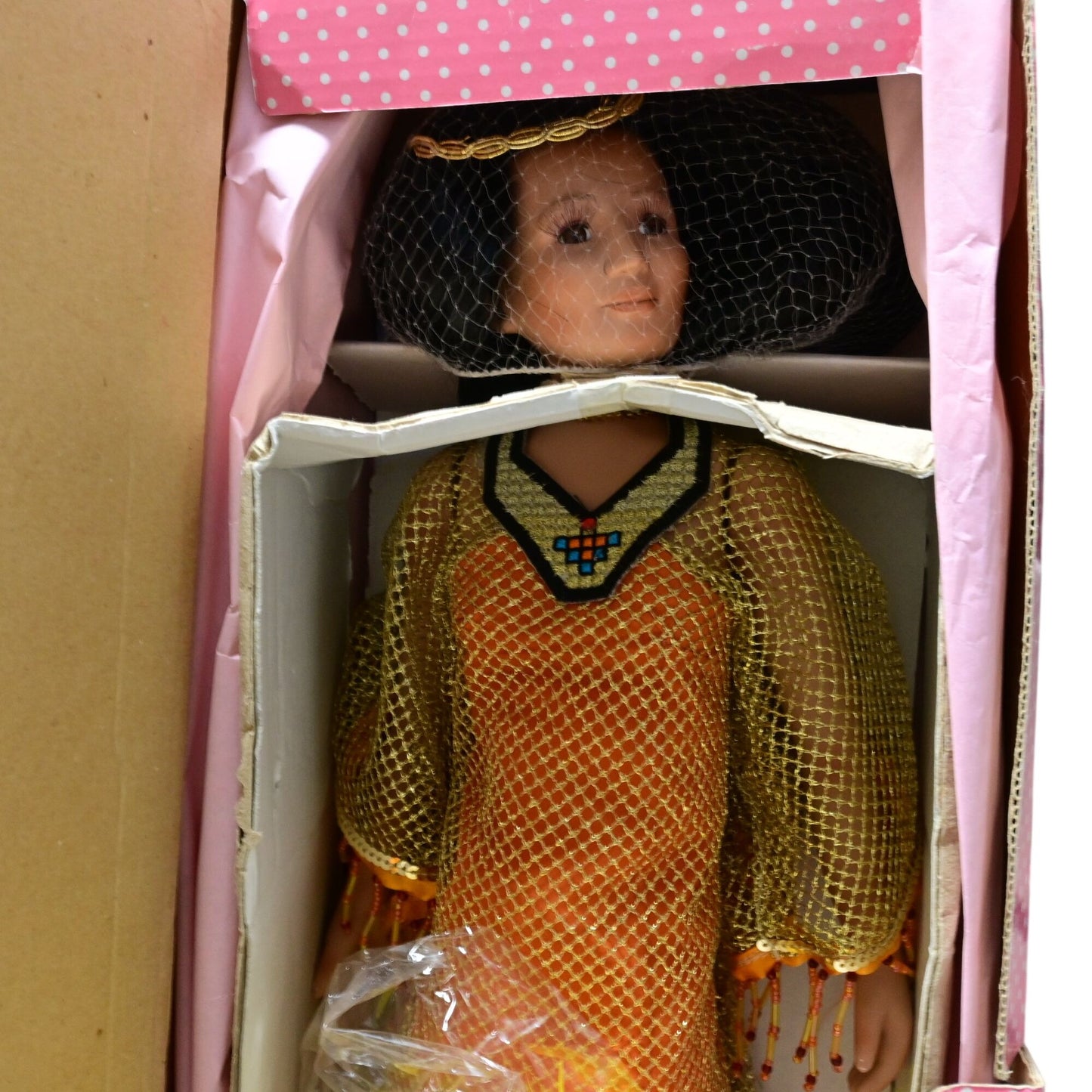 Paradise Galleries Queen Gold Velvet Indigenous America Indian Doll