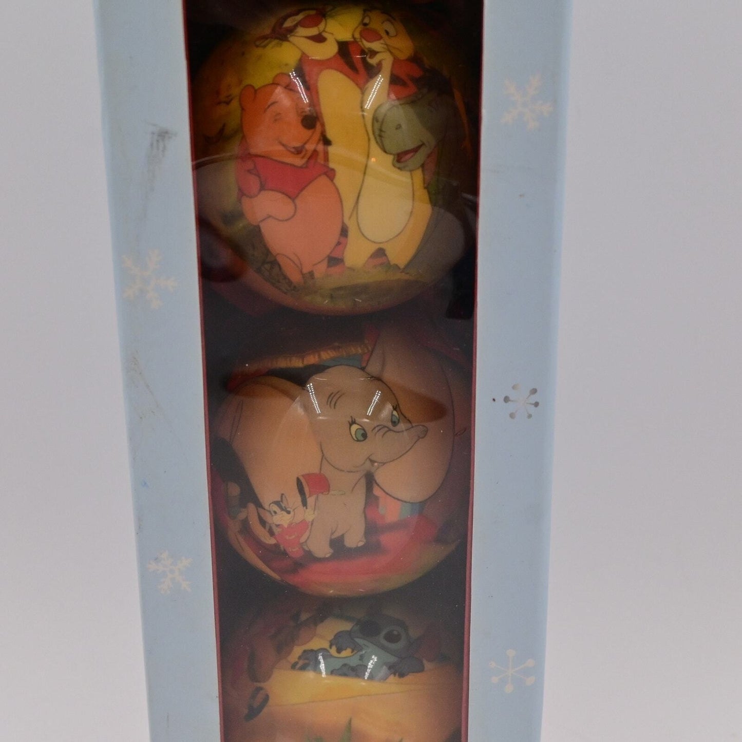 Disney Store Holiday Ornament Round Ball Set Of 7 Peter Pan, Stitch, Dumbo, Etc
