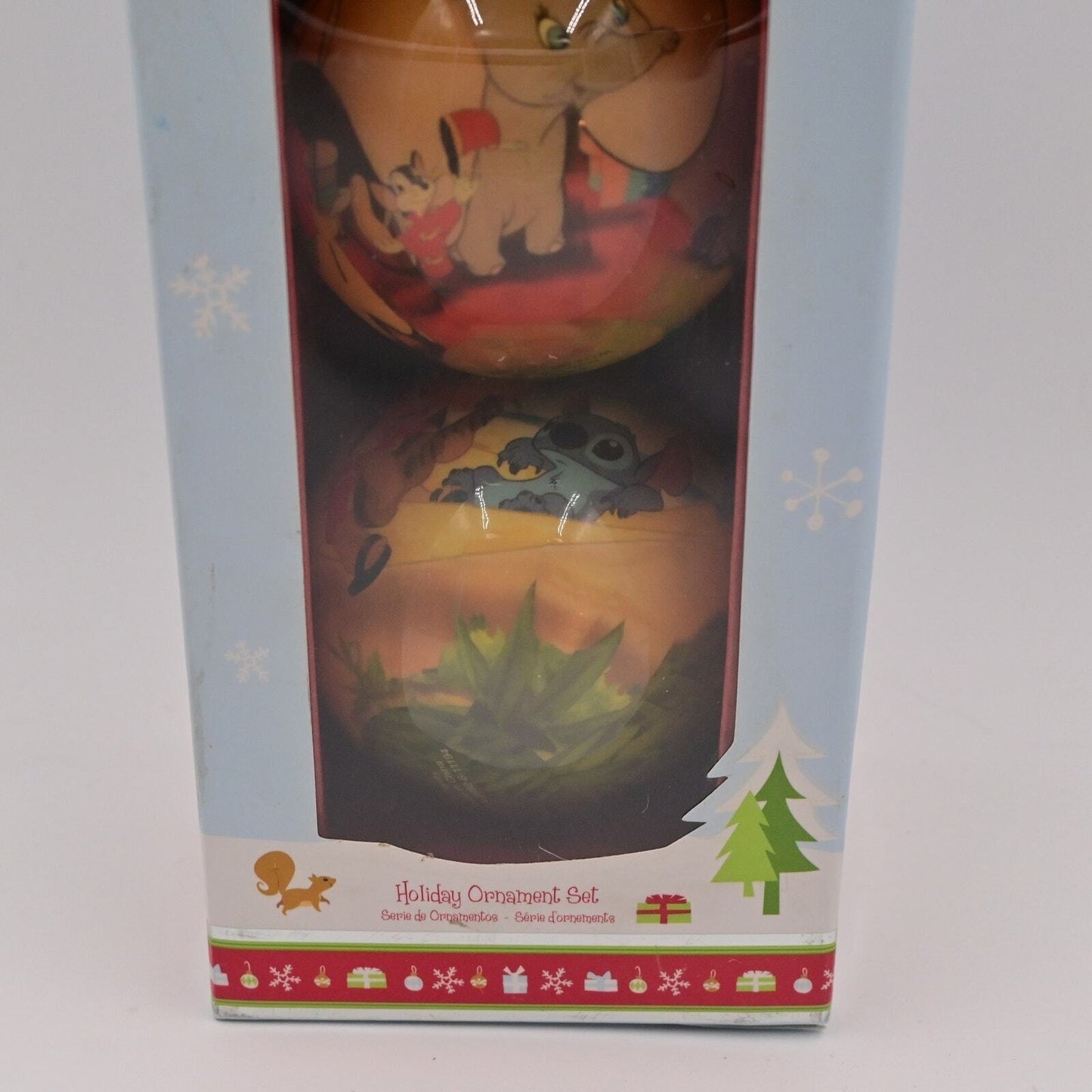 Disney Store Holiday Ornament Round Ball Set Of 7 Peter Pan, Stitch, Dumbo, Etc