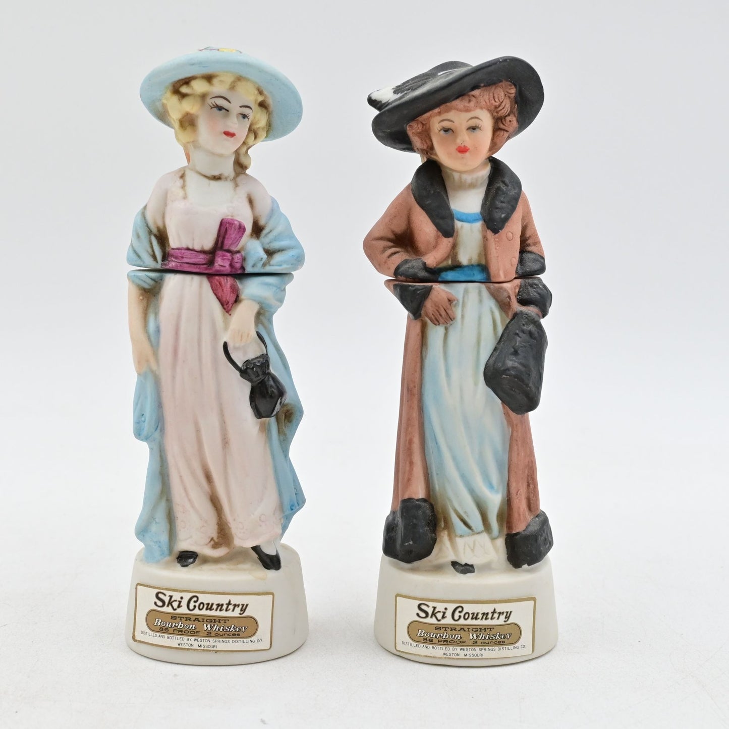 Ski Country Ladies from Leadville Mini Decanters Empty Set Of 2