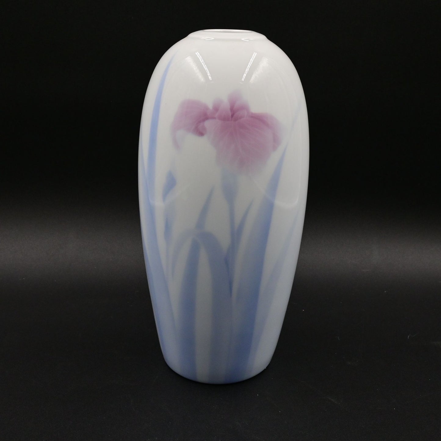 Japanese Fukagawa Arita Porcelain Vase Iris Flowers Japan Vintage
